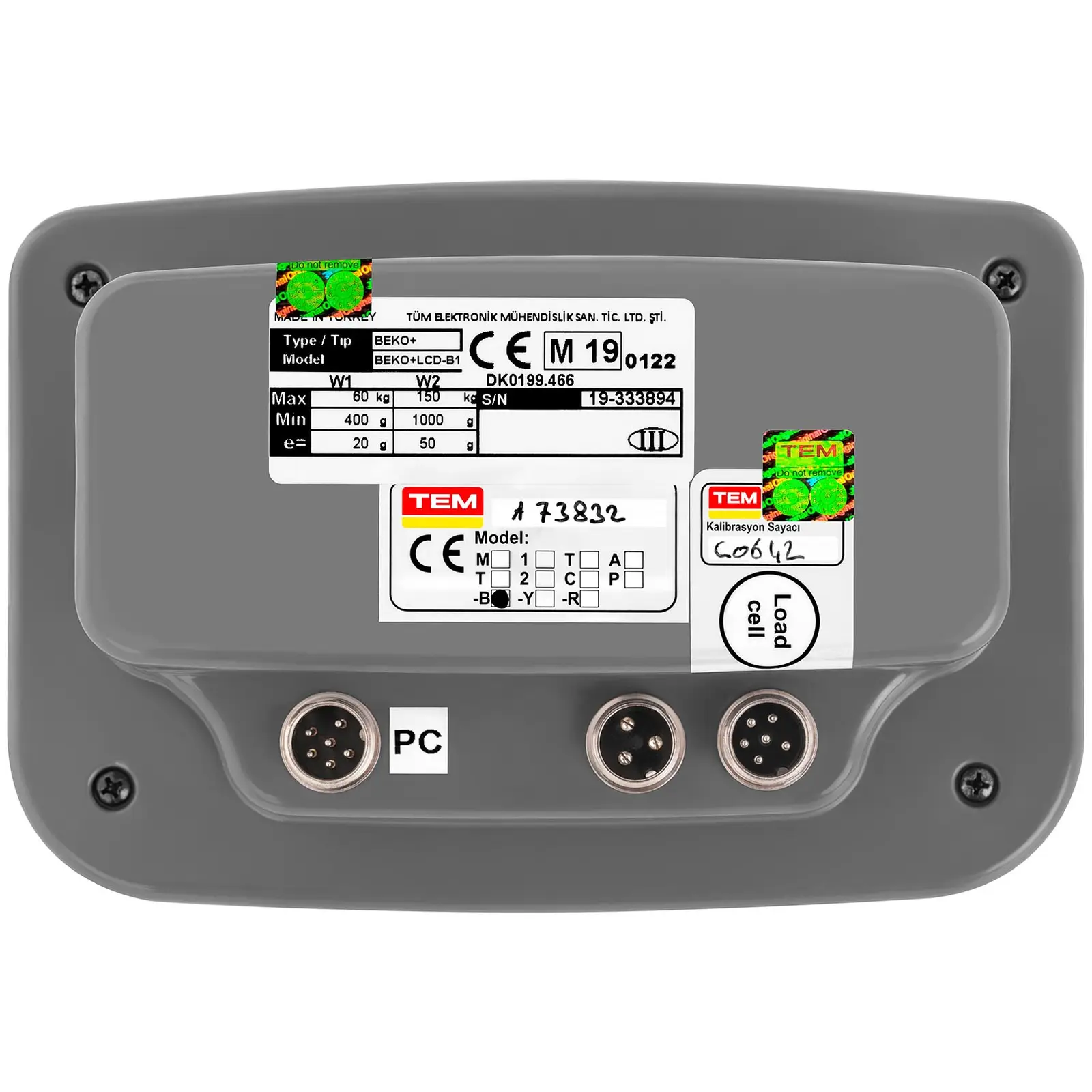 Paketwaage - geeicht - 150 kg / 50 g - 60 x 50 cm