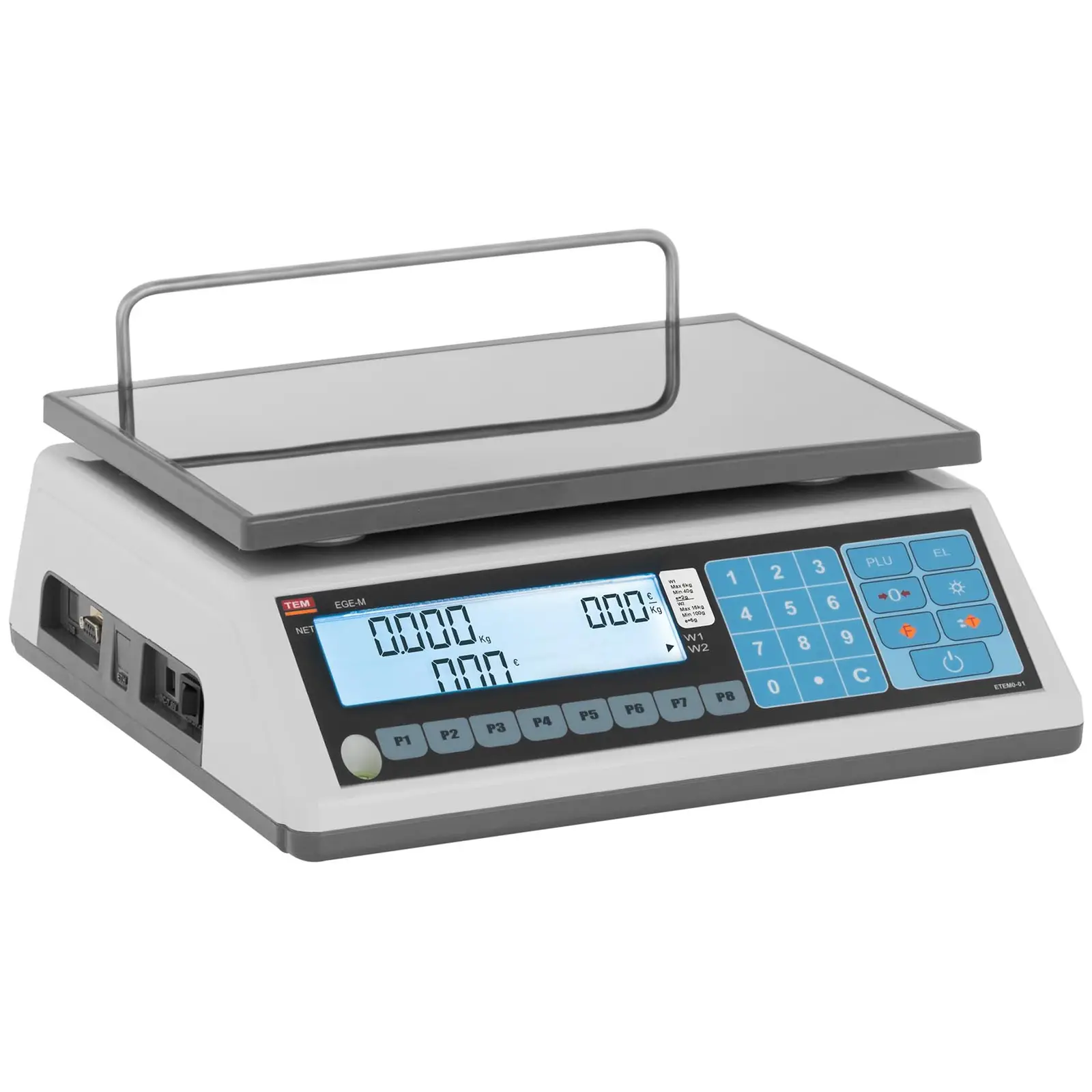 Price Computing Scale - certified - 6 kg / 2 g - 15 kg / 5 g - 23 x 30 cm - LCD (Accuracy 1: 0.002 kg)