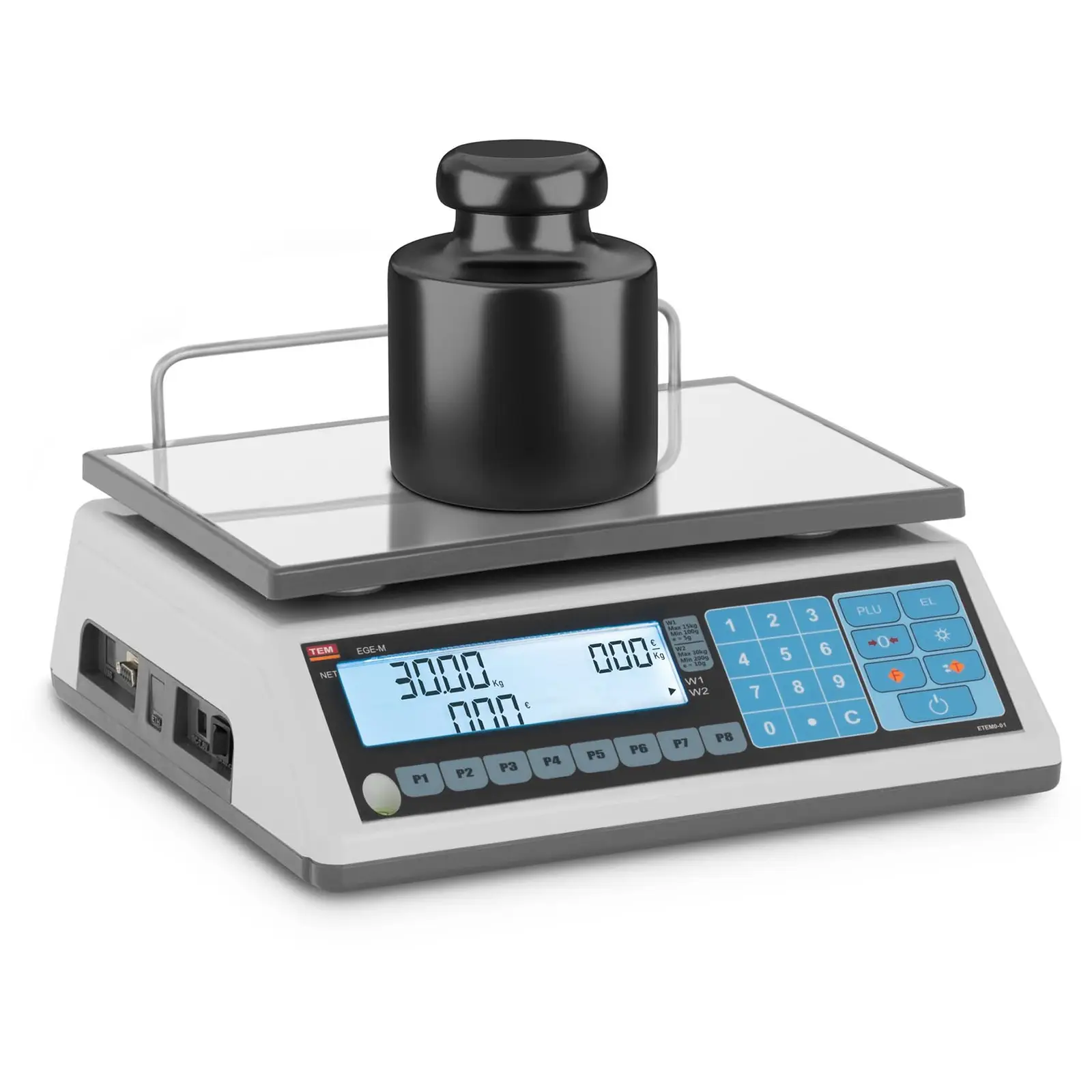 Preisrechenwaage - geeicht - 15 kg / 5 g - 30 kg / 10 g - 23 x 30 cm - Dual-LCD
