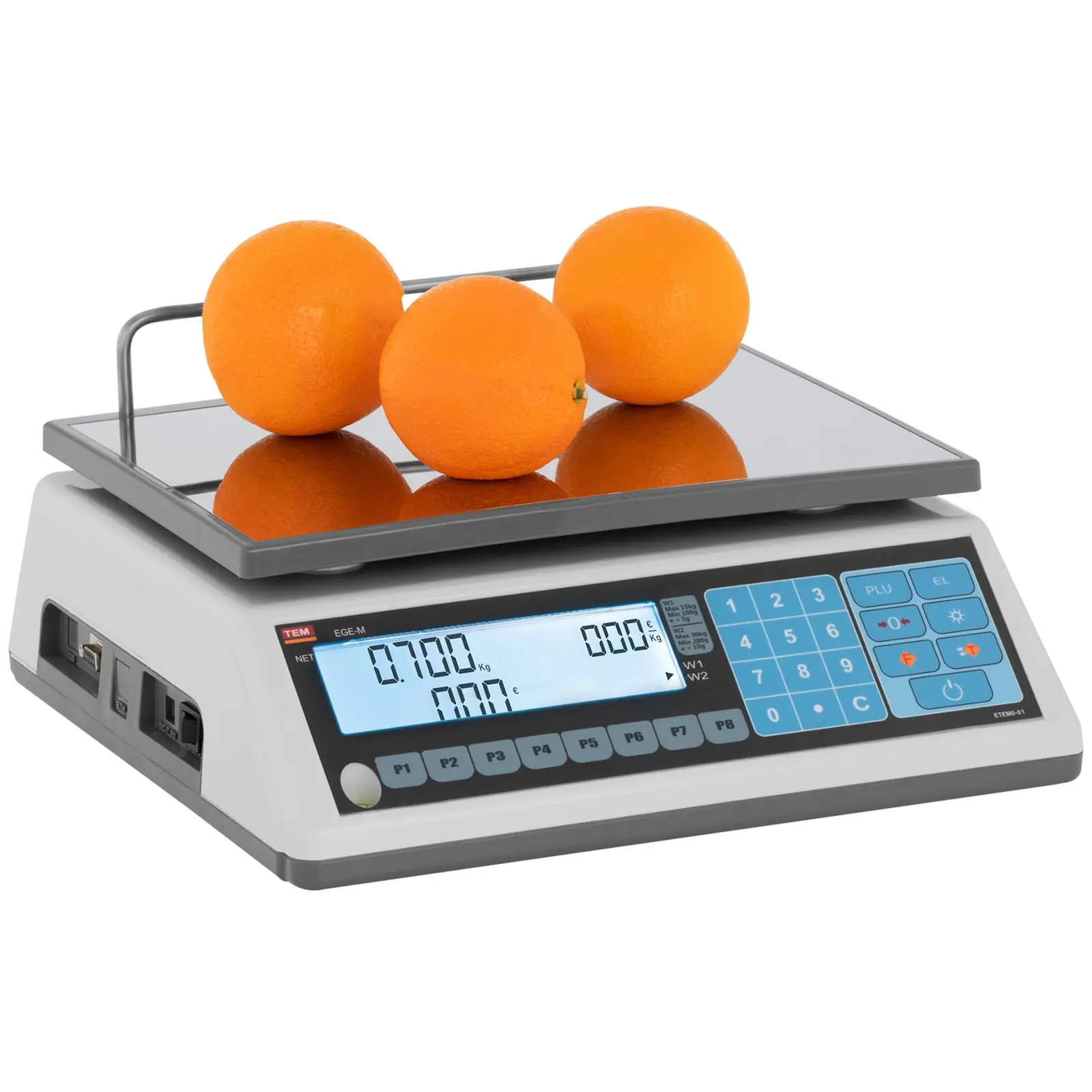 Obchodní váha - cejchovaná - 15 kg / 5 g - 30 kg / 10 g - 23 x 30 cm - dvojitý LCD displej (Tárování: Ano)
