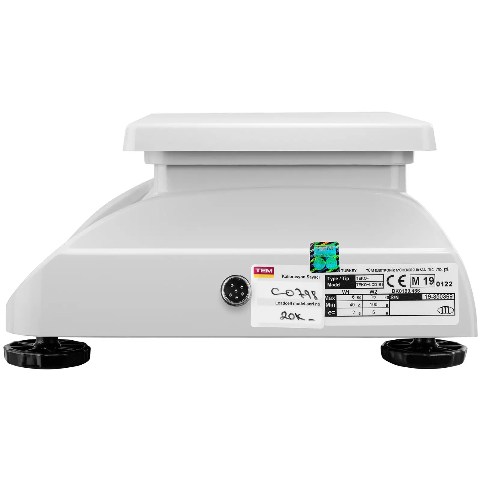 Balanza de mesa - calibrada - 15 kg / 5 g - LCD