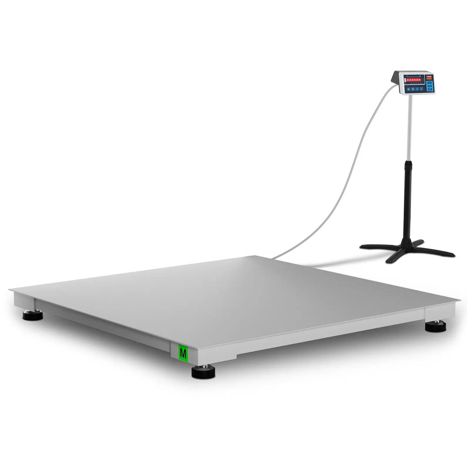 Vloerweegschaal - in de handel goedgekeurd - 600 kg / 200 g - 120 x 120 cm - LED