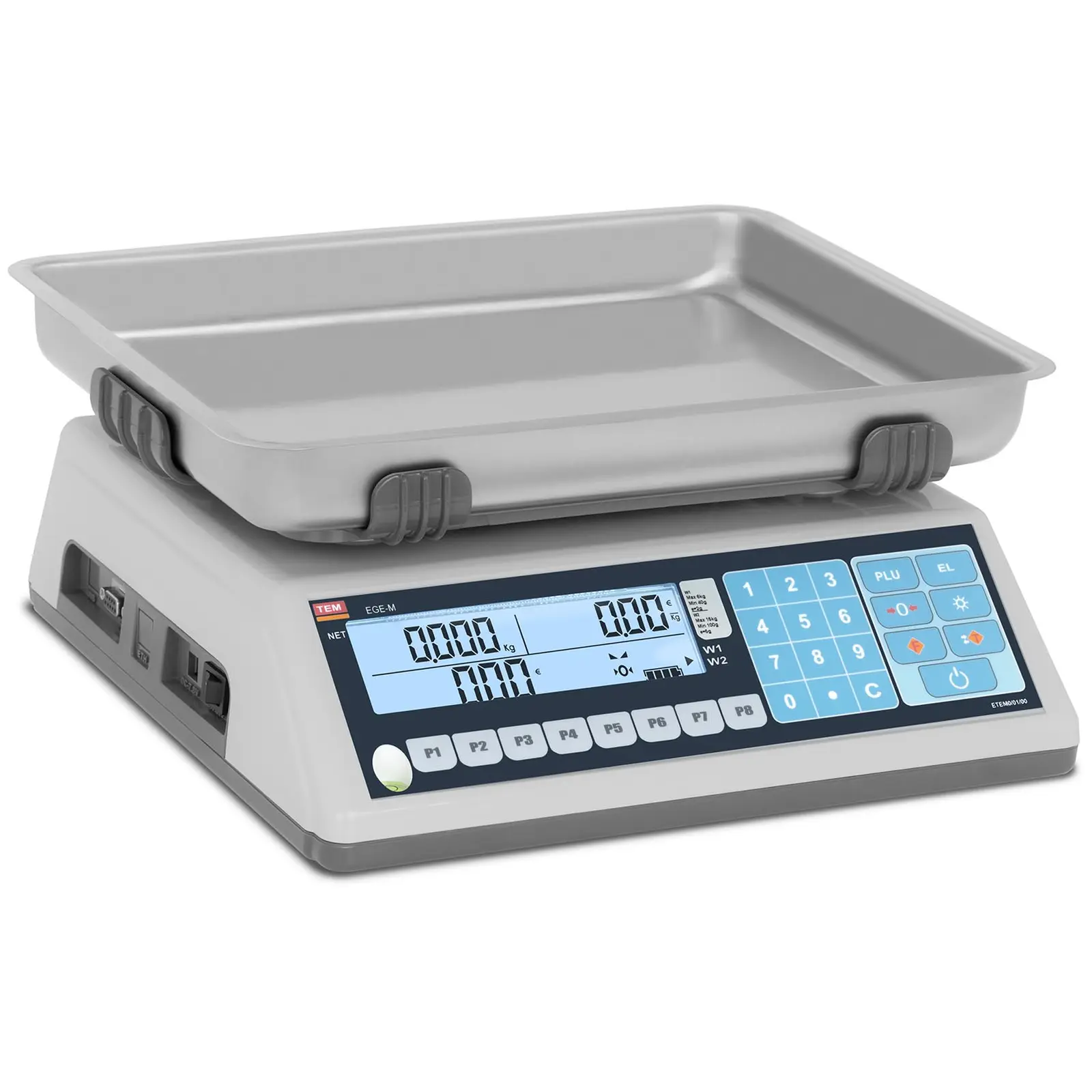 Obchodní váha - cejchovaná - 15 kg / 5 g - 27,8 x 32,8 cm - dvojitý LCD displej