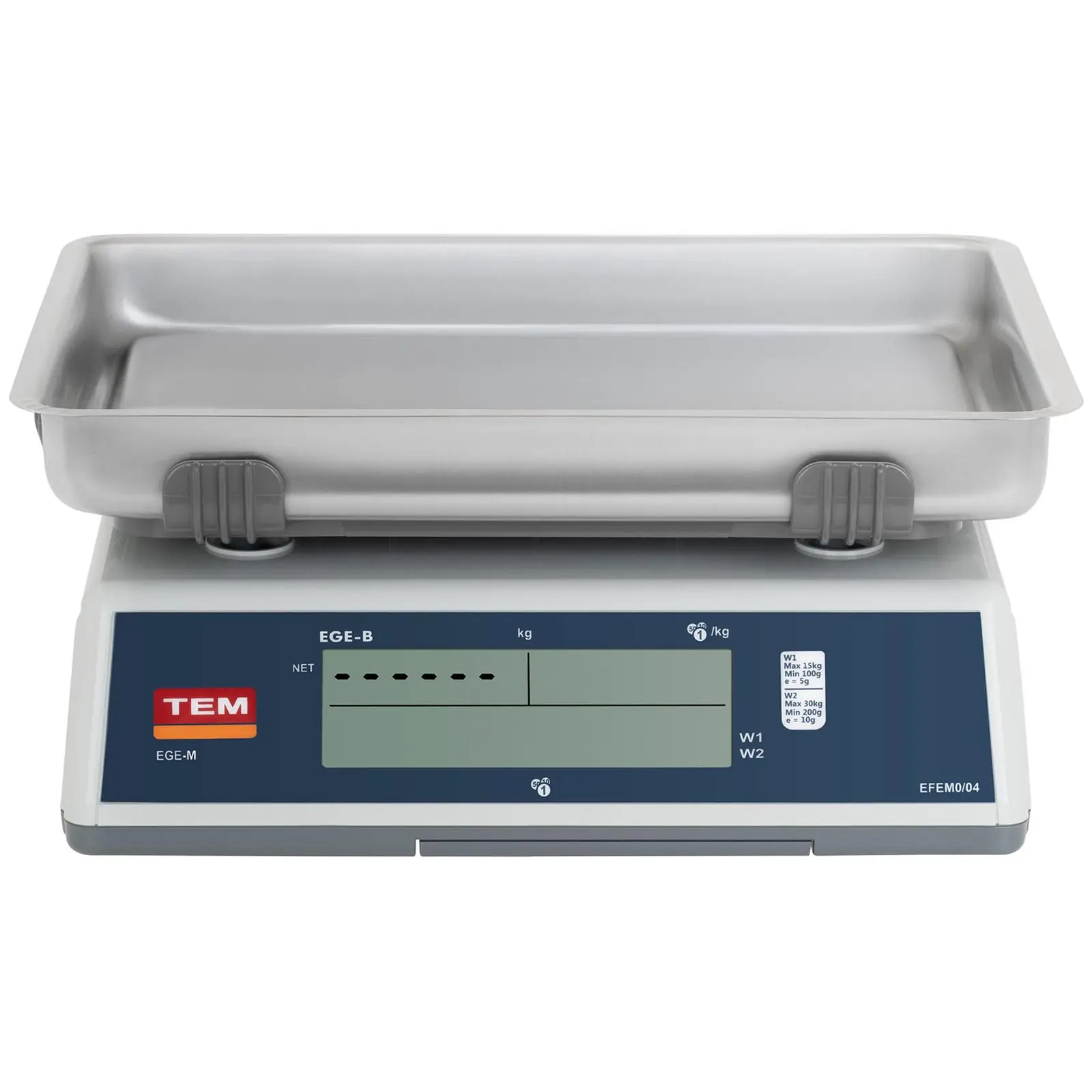 Obchodní váha - cejchovaná - 30 kg / 10 g - 27,8 x 32,8 cm - dobíjecí baterie 200 h - duální LCD displej (Nuly: Ano)