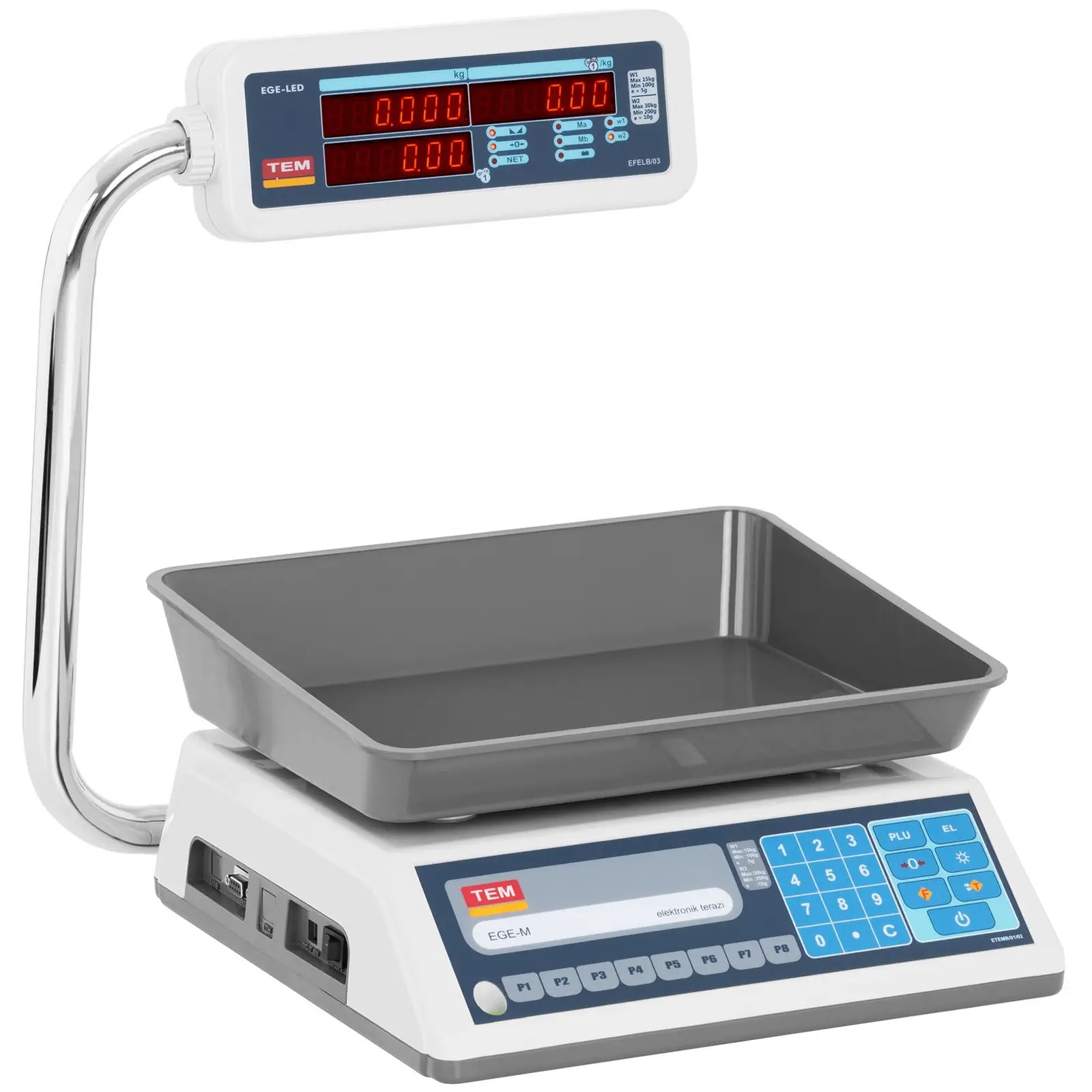 Cântar de calcul al pretului - calibrat - 30 kg / 10 g - 32 x 26,3 cm - display înalt 6 LED (Salvați: Da)