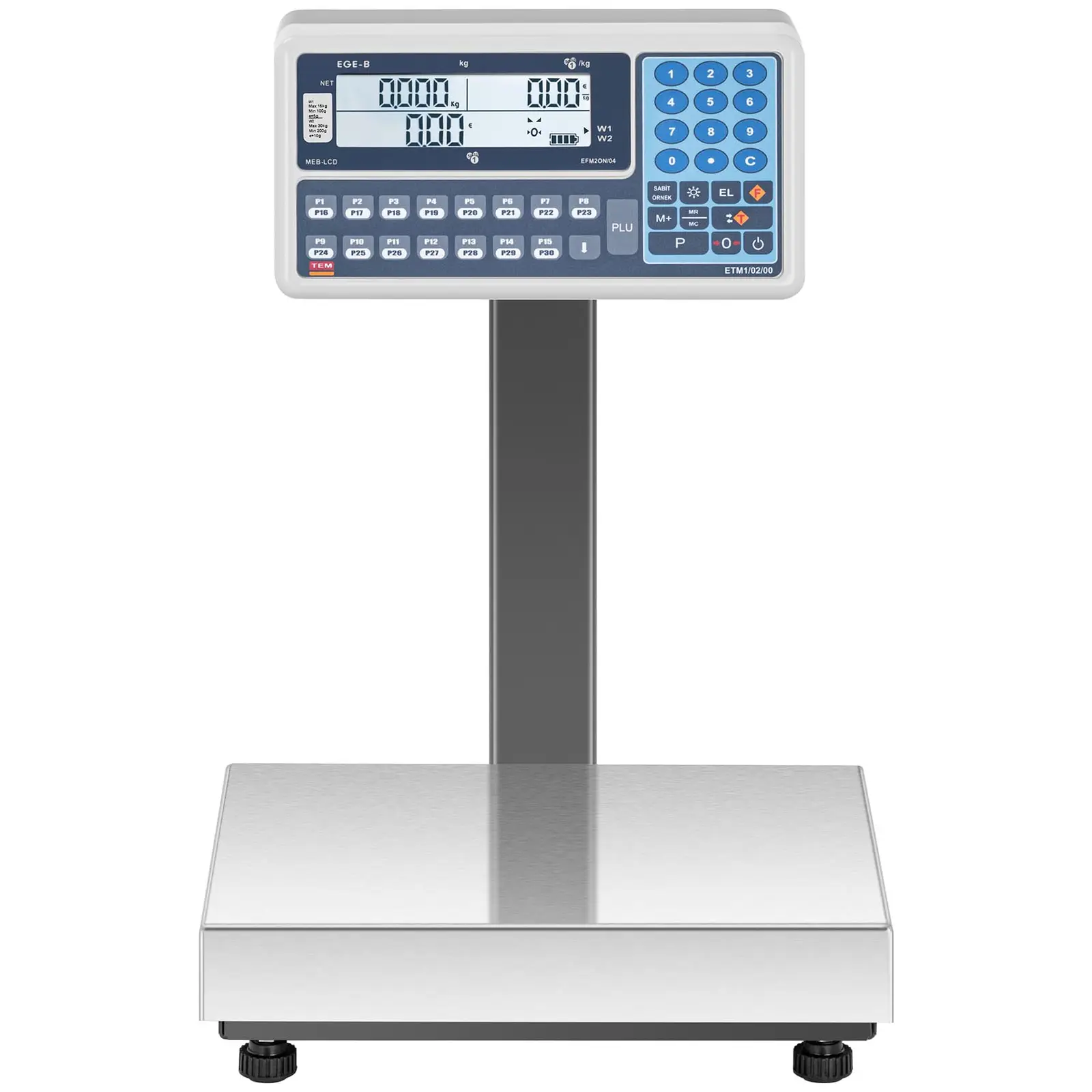 Outlet Waga sklepowa - 15 kg (5 g) / 30 kg (10 g) - LCD - legalizacja