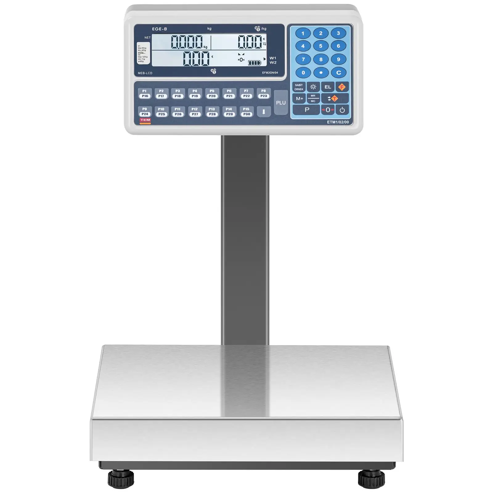 Balança de loja - 60 kg (20 g) / 120 kg (50 g) - LCD - legalização