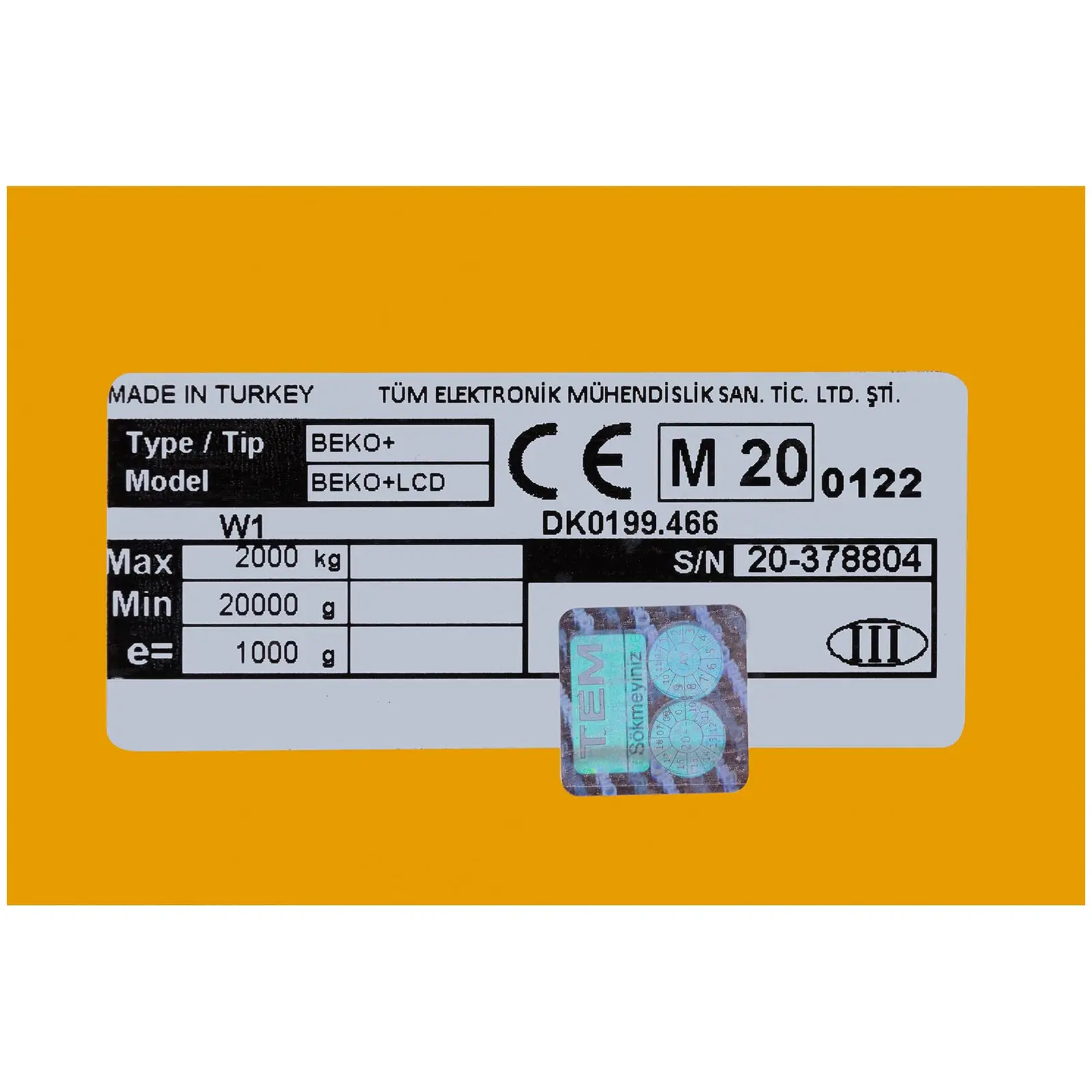 Zdvihací vozík s váhou - cejchovaný - 2000 kg / 1 kg - LCD displej (Maximální zatížení: 2000 kg)