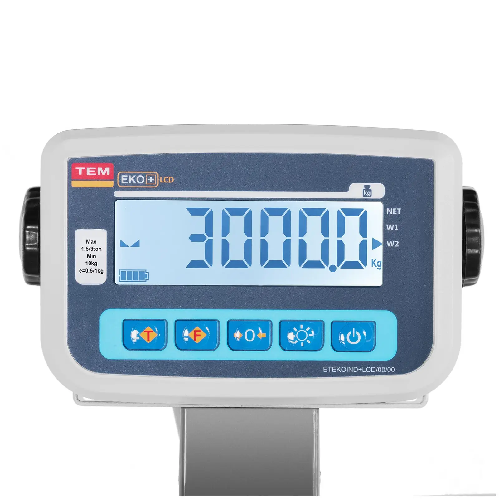 Állatmérleg - hitelesített - 500 g (0-1500 kg) / 1 kg (1500-3000 kg) - állatok mérésére, ráccsal - LCD
