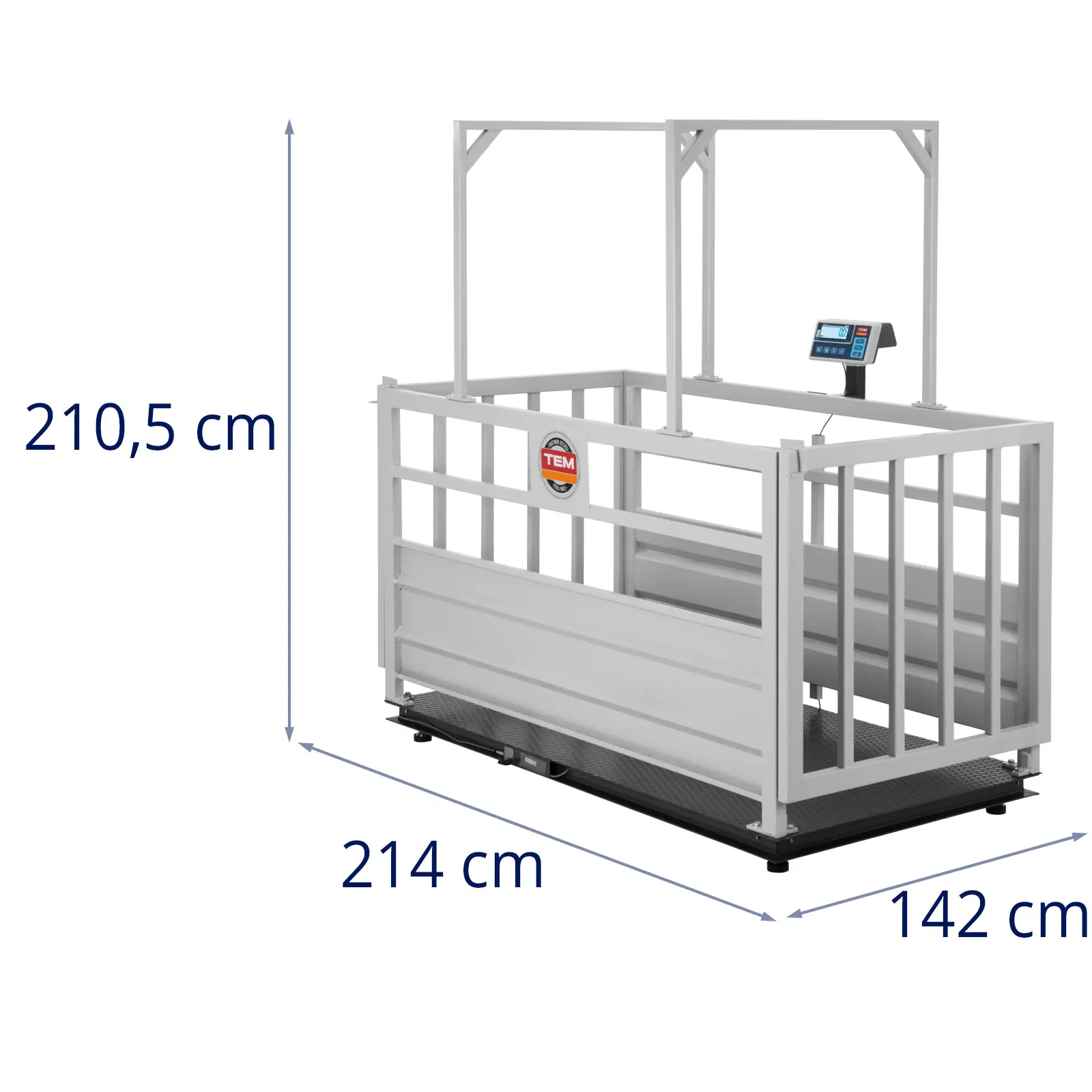 Cântar pentru cântărirea vitelor - calibrat - 200 g (0-600 kg) / 500 g (600-1.500 kg) - pentru animale cu grilă - LCD