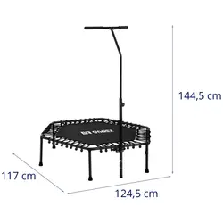 Trampolina z uchwytem - do 100 kg - czarna - 124 cm