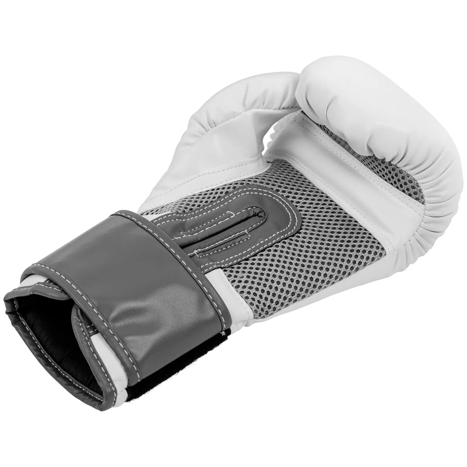 Boxerské rukavice - 8 oz - síťovina uvnitř - bílé a kovově šedé