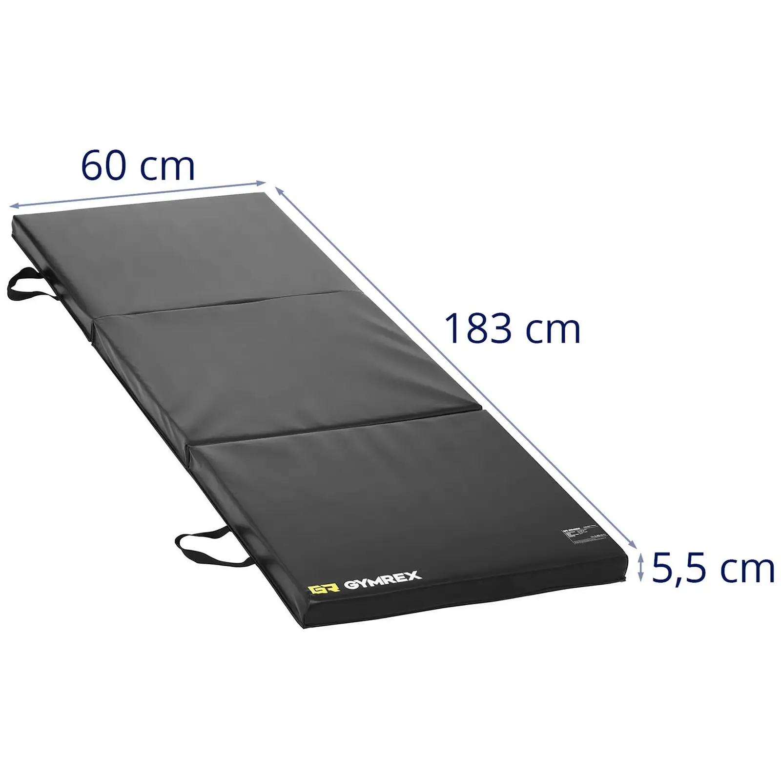 Matelas de gym pliable - Noir - 180 x 60 x 5 cm (Dimensions de l'appareil replié [mm]: 600 x 600 x 150)