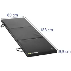 Hordozható fitnesz matrac - 180 x 60 x 5 cm - összehajtható - fekete