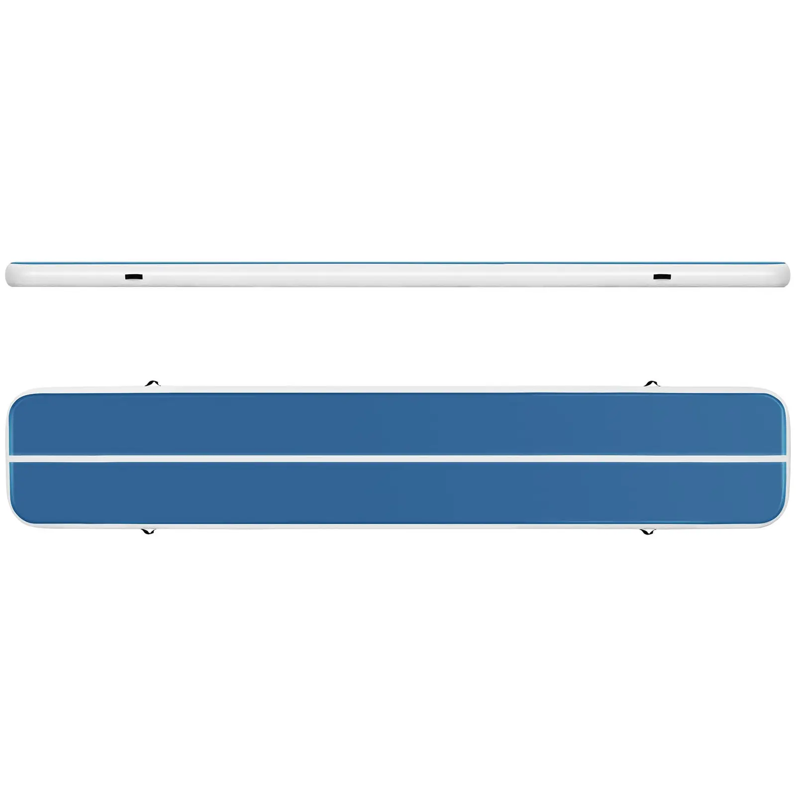 Uppblåsbar gymnastikmatta - 600 x 100 x 20 cm - blå och vit