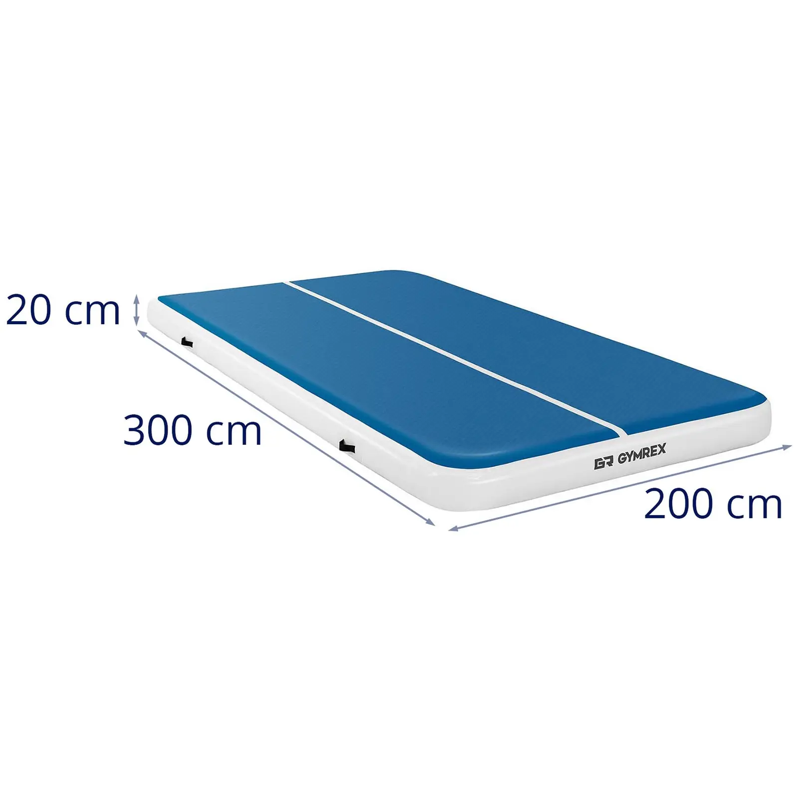 Tappeto da ginnastica gonfiabile - 300 x 200 x 20 cm - 300 kg - blu/bianco