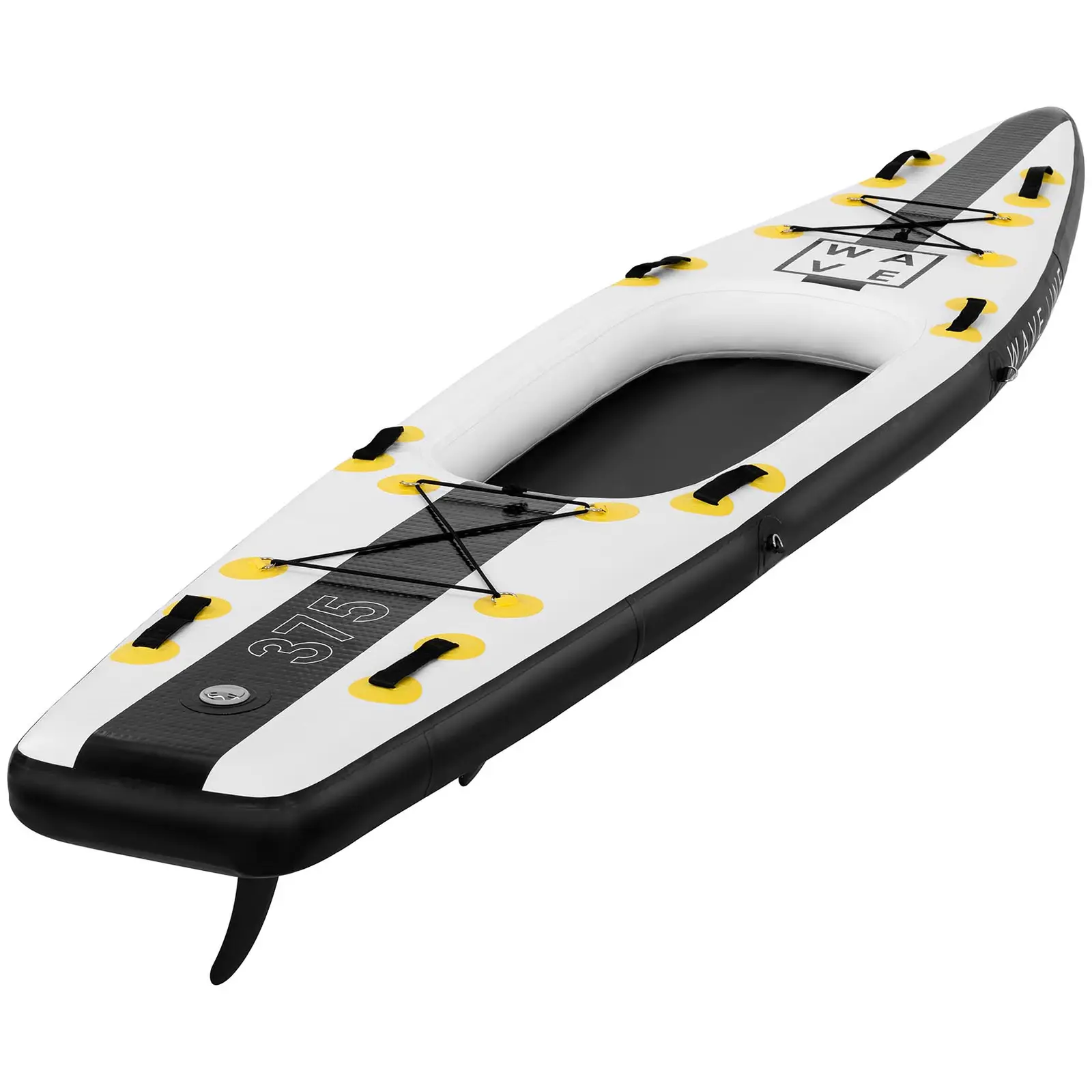 Stand up paddle gonflable - 120 kg - Noir/jaune - Kit incluant pagaie, siège et accessoires - 1