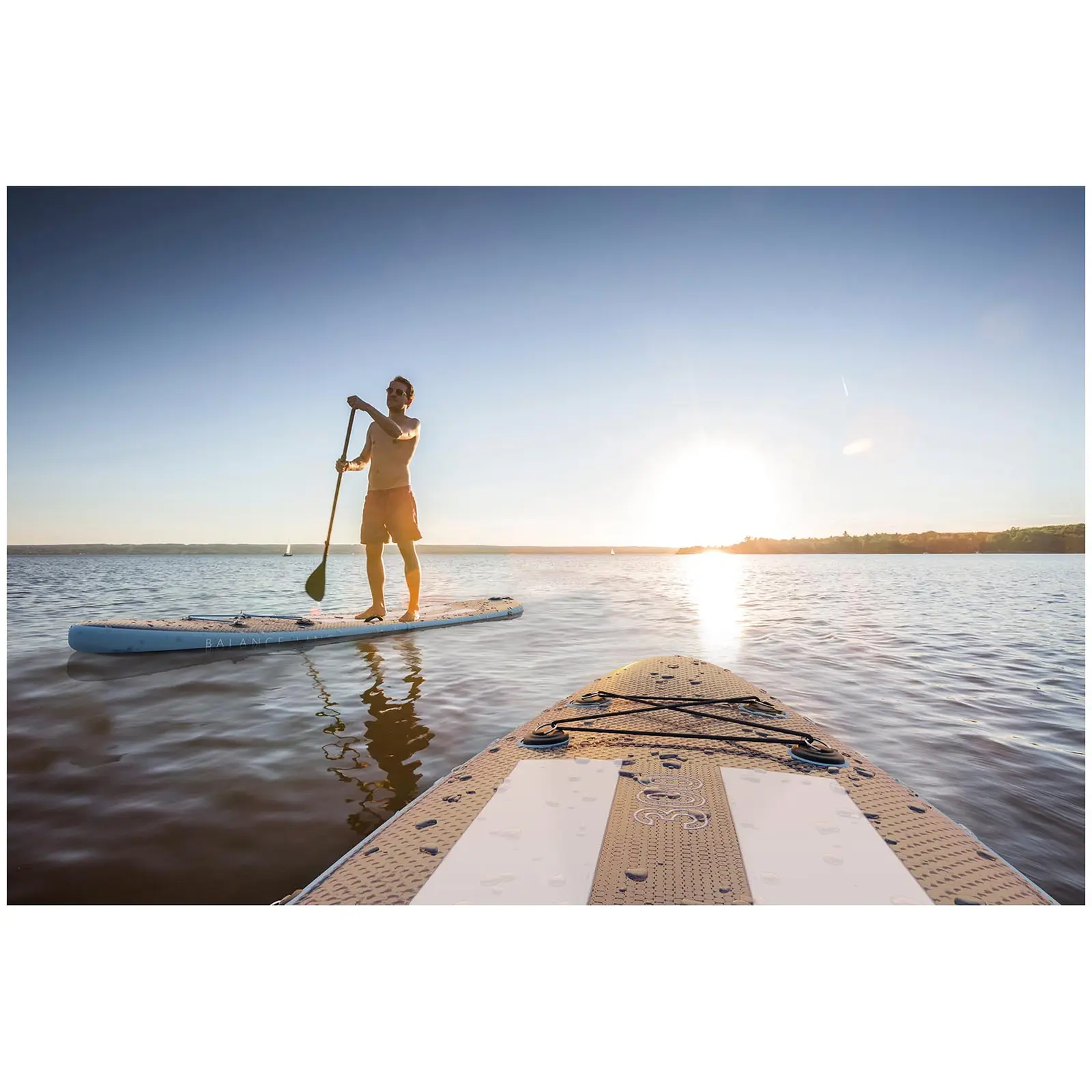 Nafukovací stand up paddleboard - 135 kg - světle a tmavě modrá - sada s pádlem a příslušenstvím