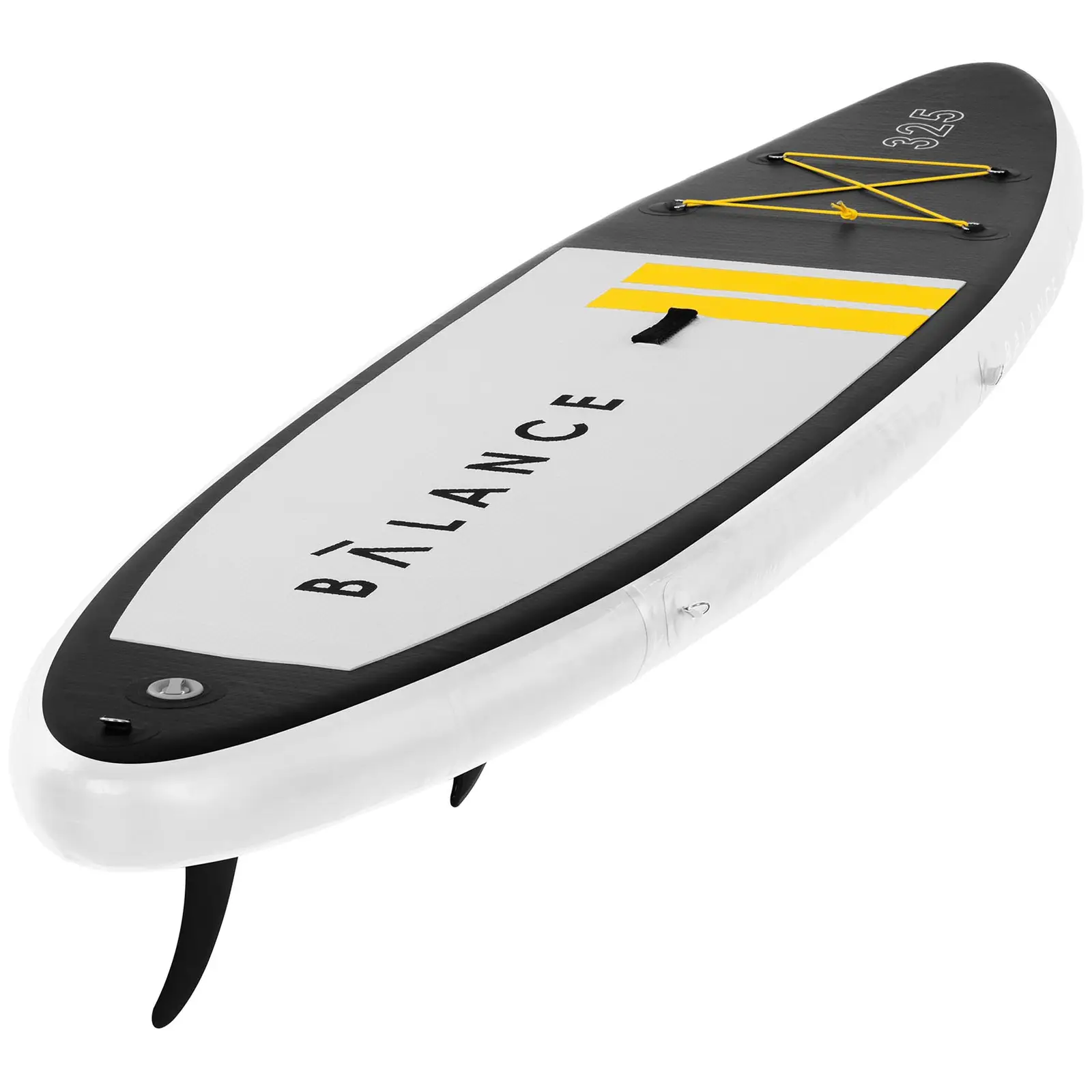 Nafukovací stand up paddleboard - 145 kg - černá / žlutá - sada s pádlem a příslušenstvím