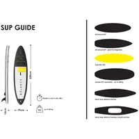 Paddle-board - 145 kg - sort/gul - sæt inkl. paddel og tilbehør