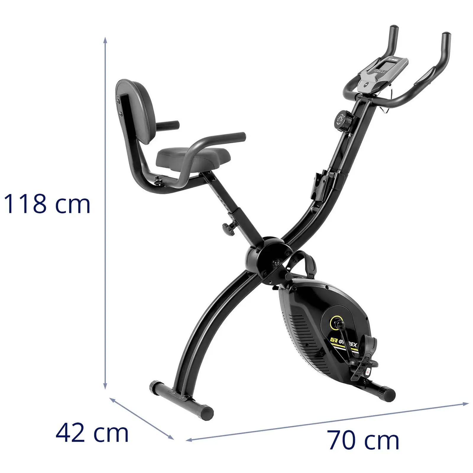 Cyclette professionale richiudibile con schienale e impugnatura aggiuntiva - Nera/rossa - 8