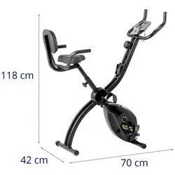 Bicicleta estática - plegable - respaldo - asideros adicionales - negra/roja
