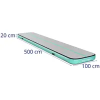Aufblasbare Turnmatte - 500 x 100 x 20 cm - 190 kg - grau/grün