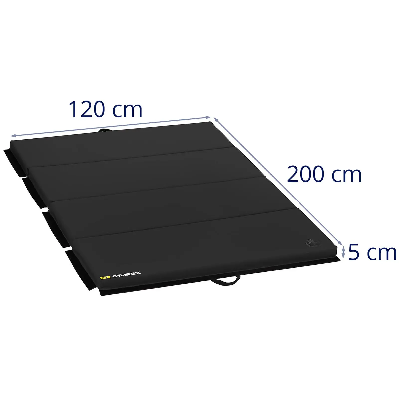 Jumppamatto - 200 x 120 x 5 cm - kokoontaitettava - musta - kestää jopa 170 kg