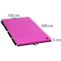 Jumppamatto - 200 x 100 x 5 cm - kokoontaitettava - pinkki/musta - kestää jopa 170kg