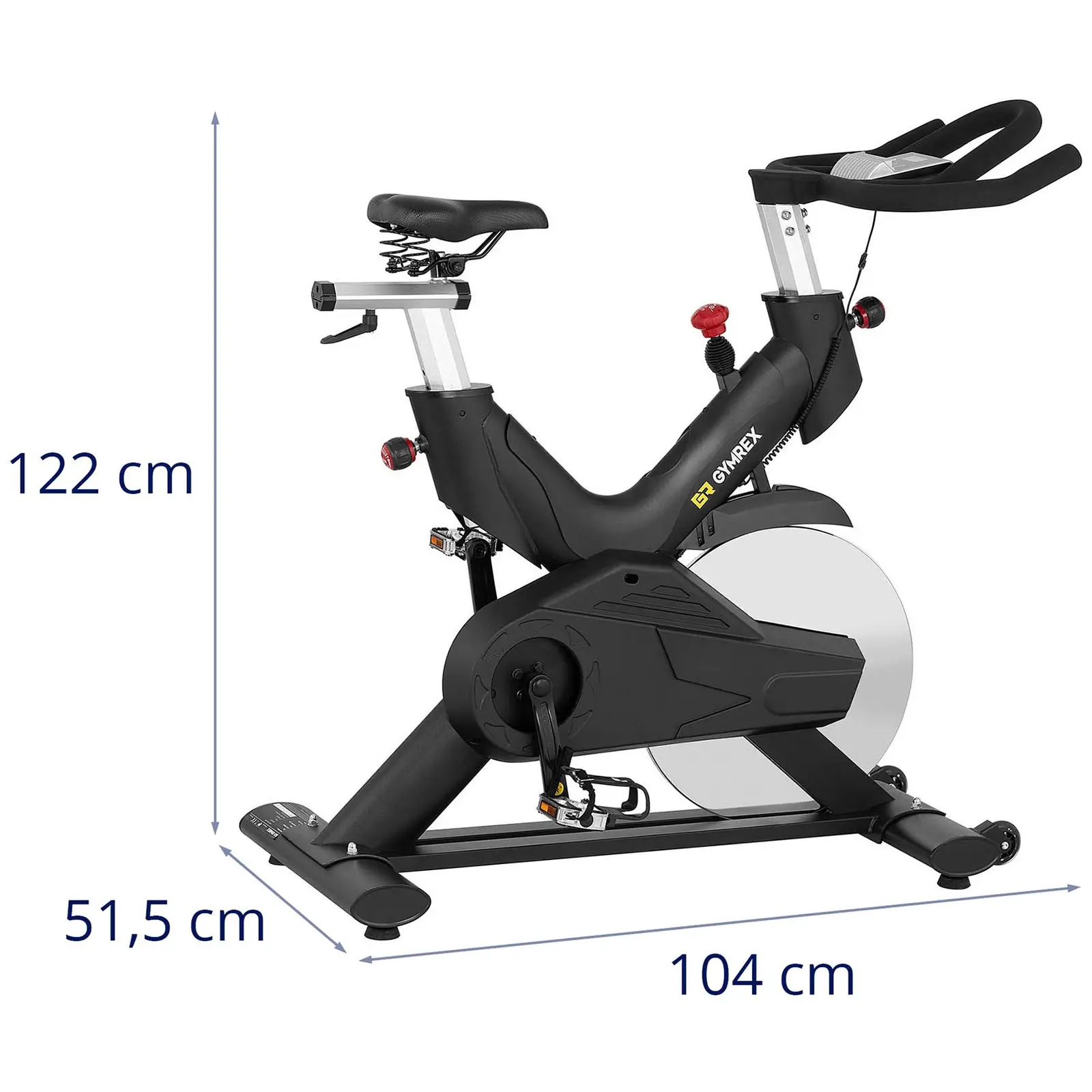 Vélo d'intérieur - Roue d'inertie de 20 kg - Supporte jusqu'à 120 kg - LCD (Plage de réglage du guidon [cm]: 94 - 104)