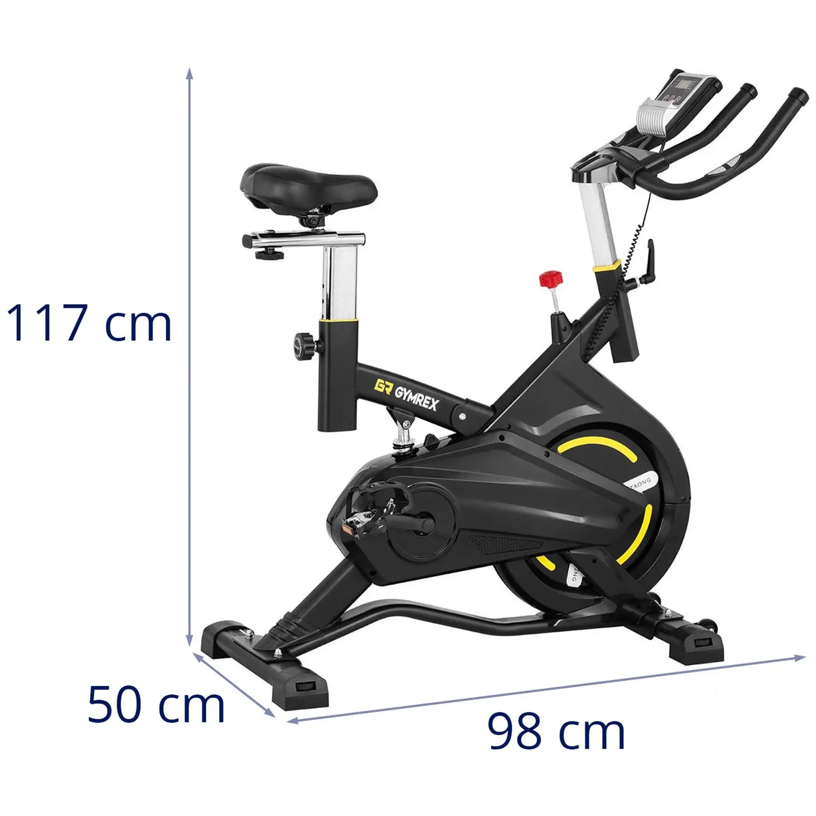 Vélo d'intérieur - Roue d'inertie de 13 kg - Supporte jusqu'à 100 kg - LCD avec amortisseur de chocs