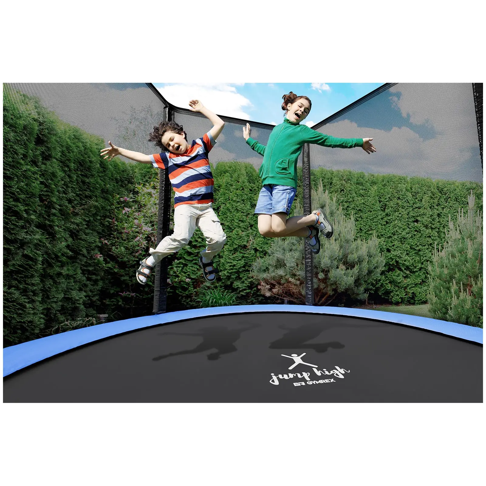 Záhradní trampolína – Ø 244 x 180 cm – 80 kg – síťovina – černá/modrá