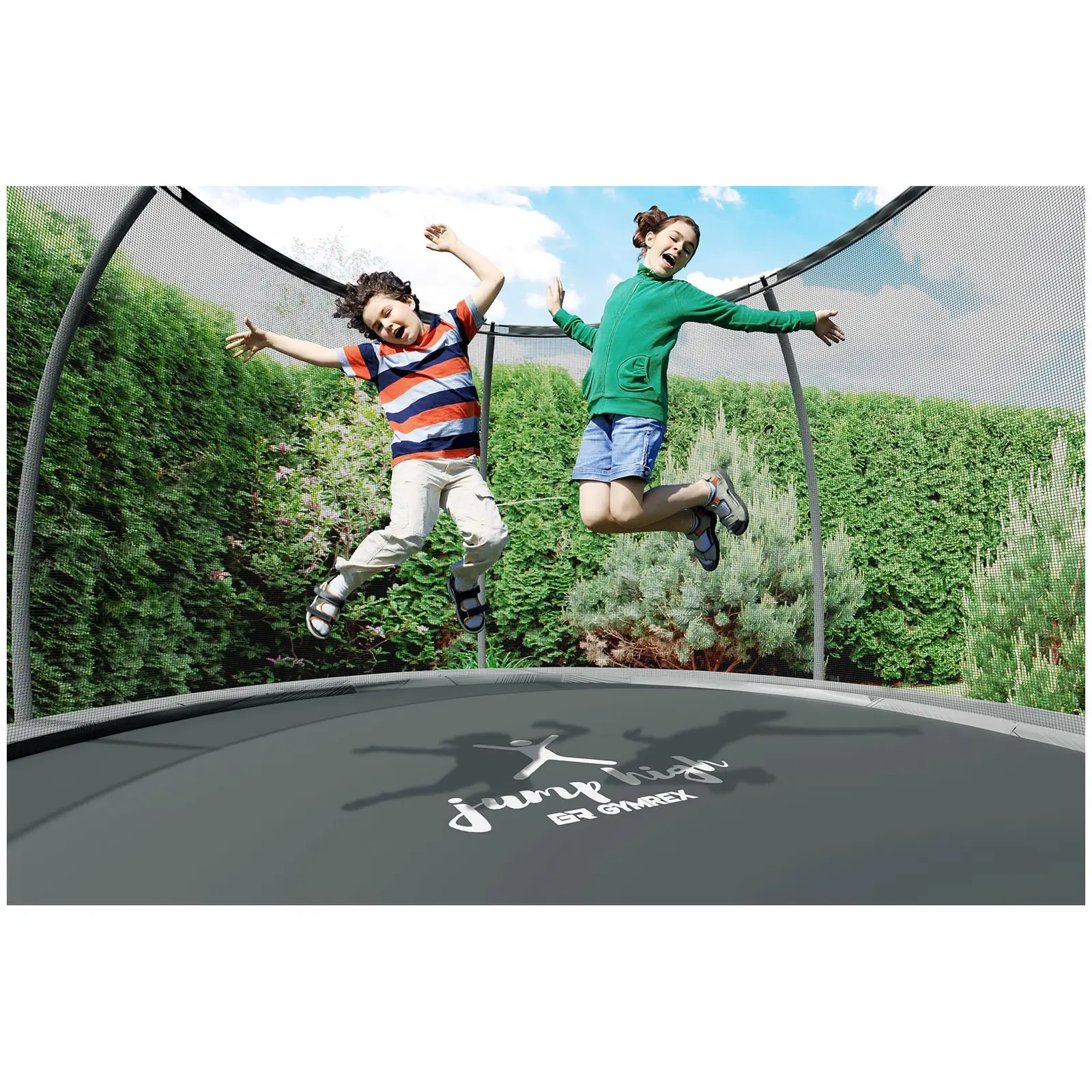 Trampoline - Ø 305 x 180 cm - 100 kg - nett - svart/grå