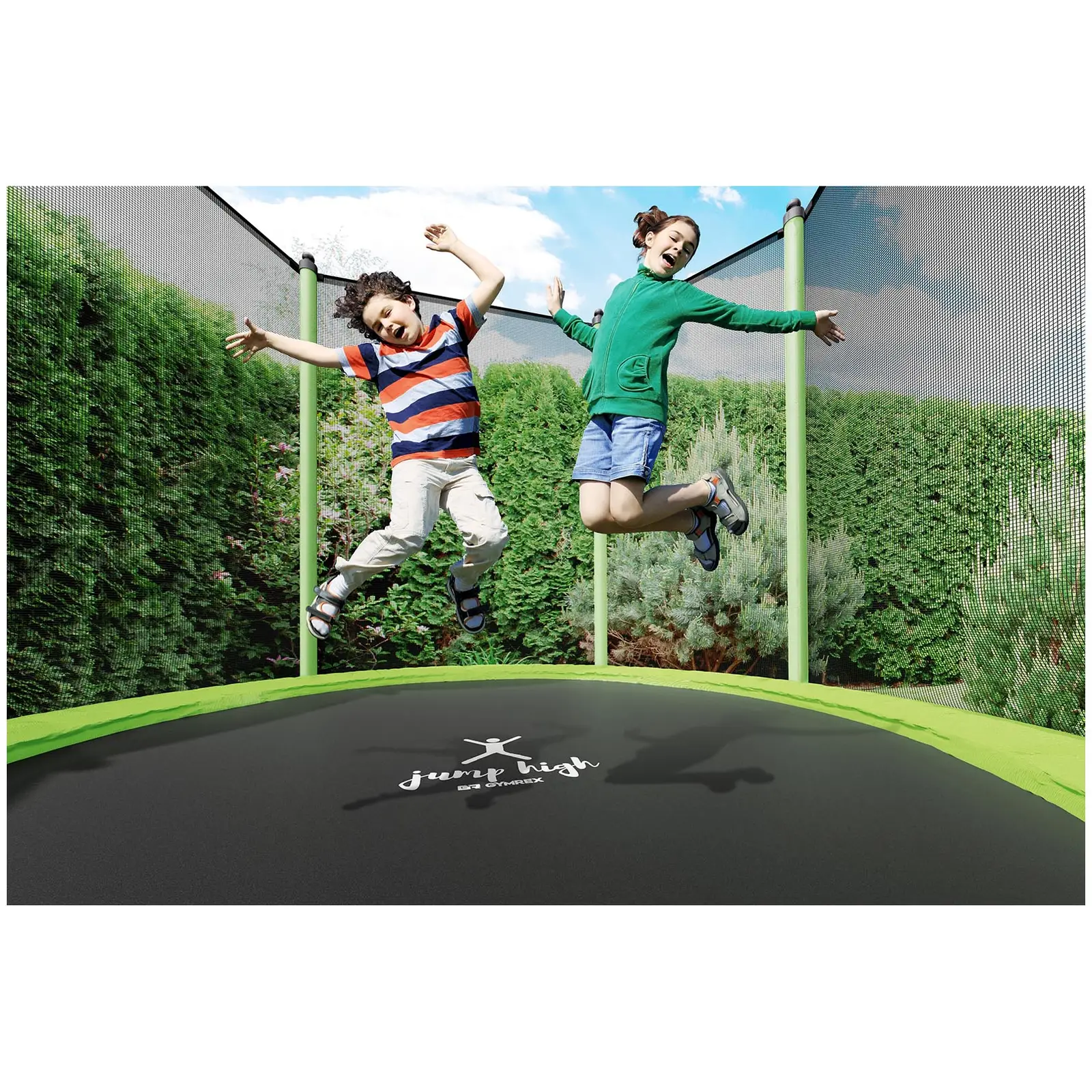 Trampoline - Ø 244 x 180 cm - 80 kg - nett - svart/grønn