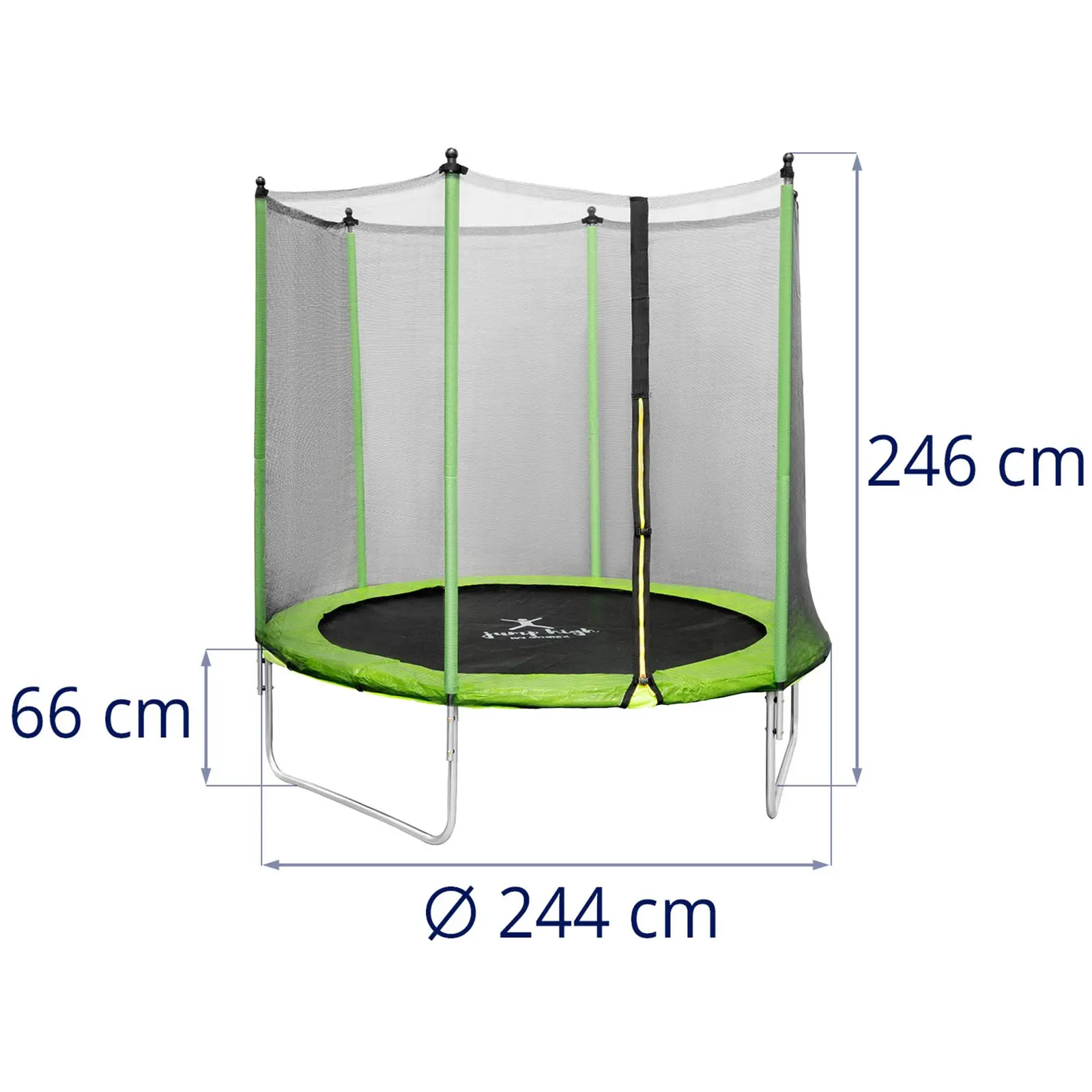 Trampoline de jardin - Ø 244 x 180 cm - 80 kg - Filet de sécurité - Noir/gris