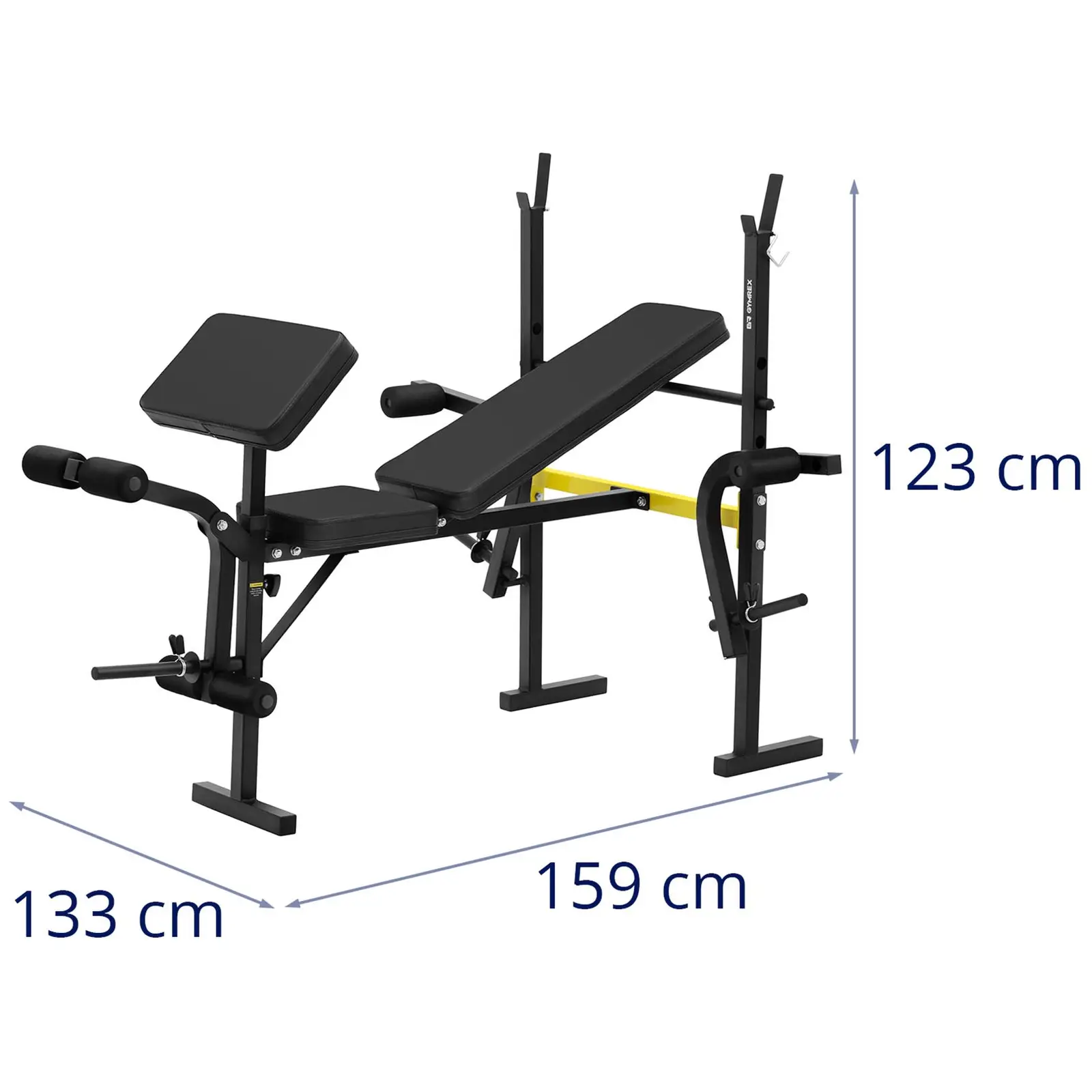 Multifunkční posilovací lavice - nosnost až 100 kg - nastavitelná (Rozměry sedadla [mm]: 290 x 300)