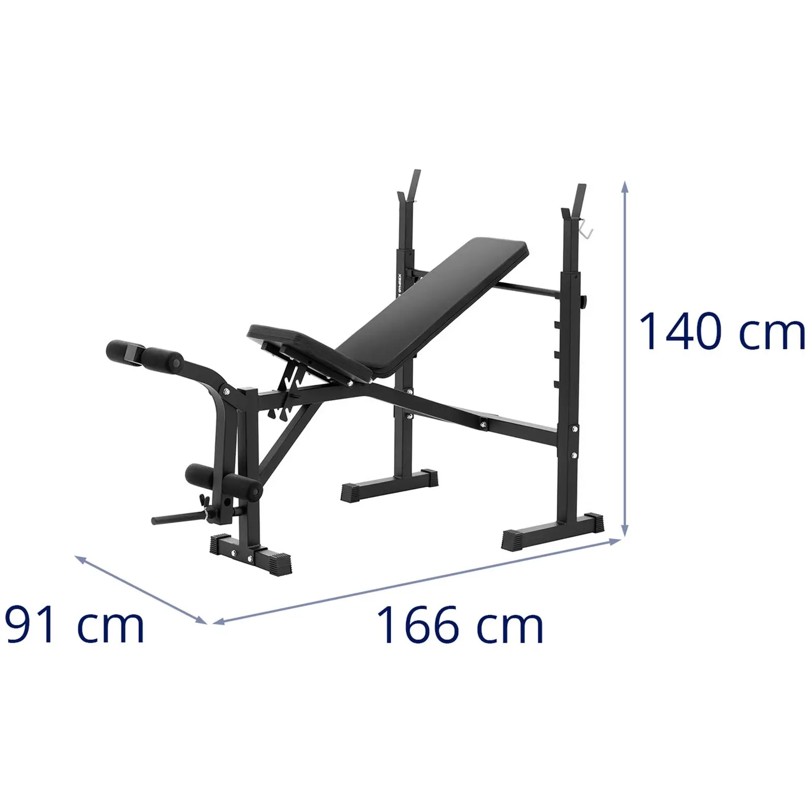 Multifunkční posilovací lavice - nosnost až 100 kg - nastavitelná - 180–152° sklon (Velikost opěradla [mm]: 780 x 300)