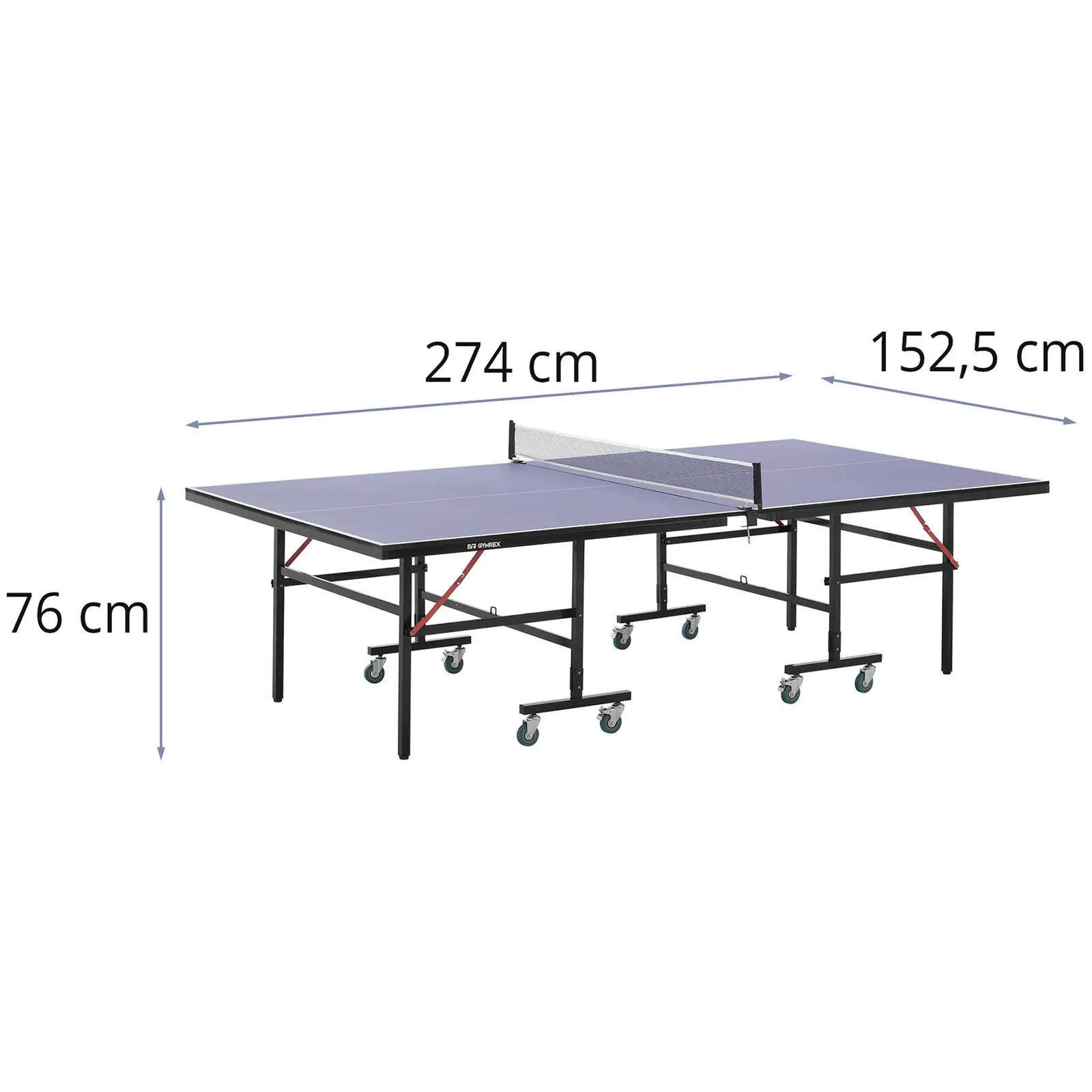 Stůl na stolní tenis - indoor - skládací - pojízdný (Rozměry (DxŠxV): 274 x 152.5 x 76 cm)