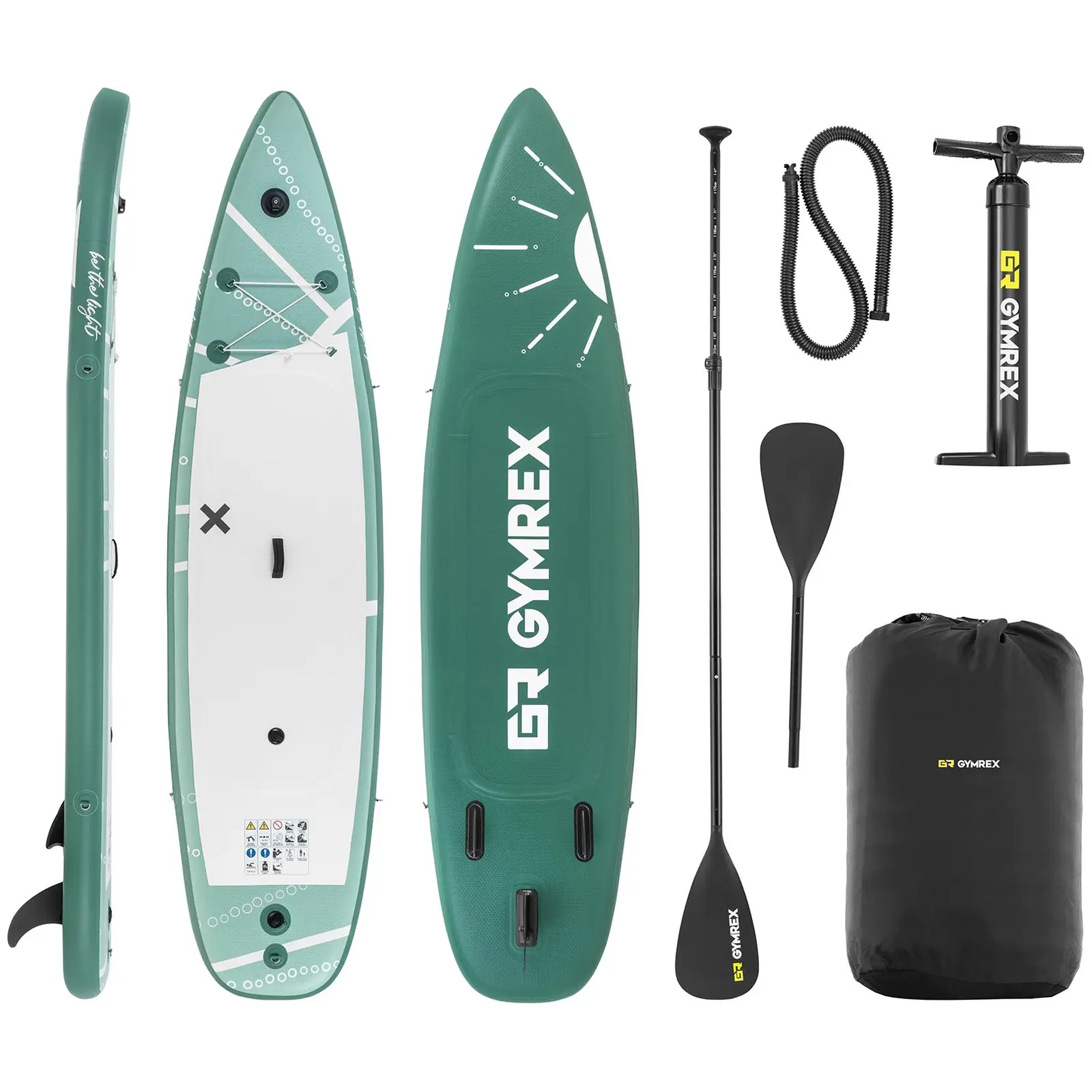 Stand up paddle board - nafukovací - 125 kg - zelený - dvojkomorový - 329 x 78 x 38.5 cm