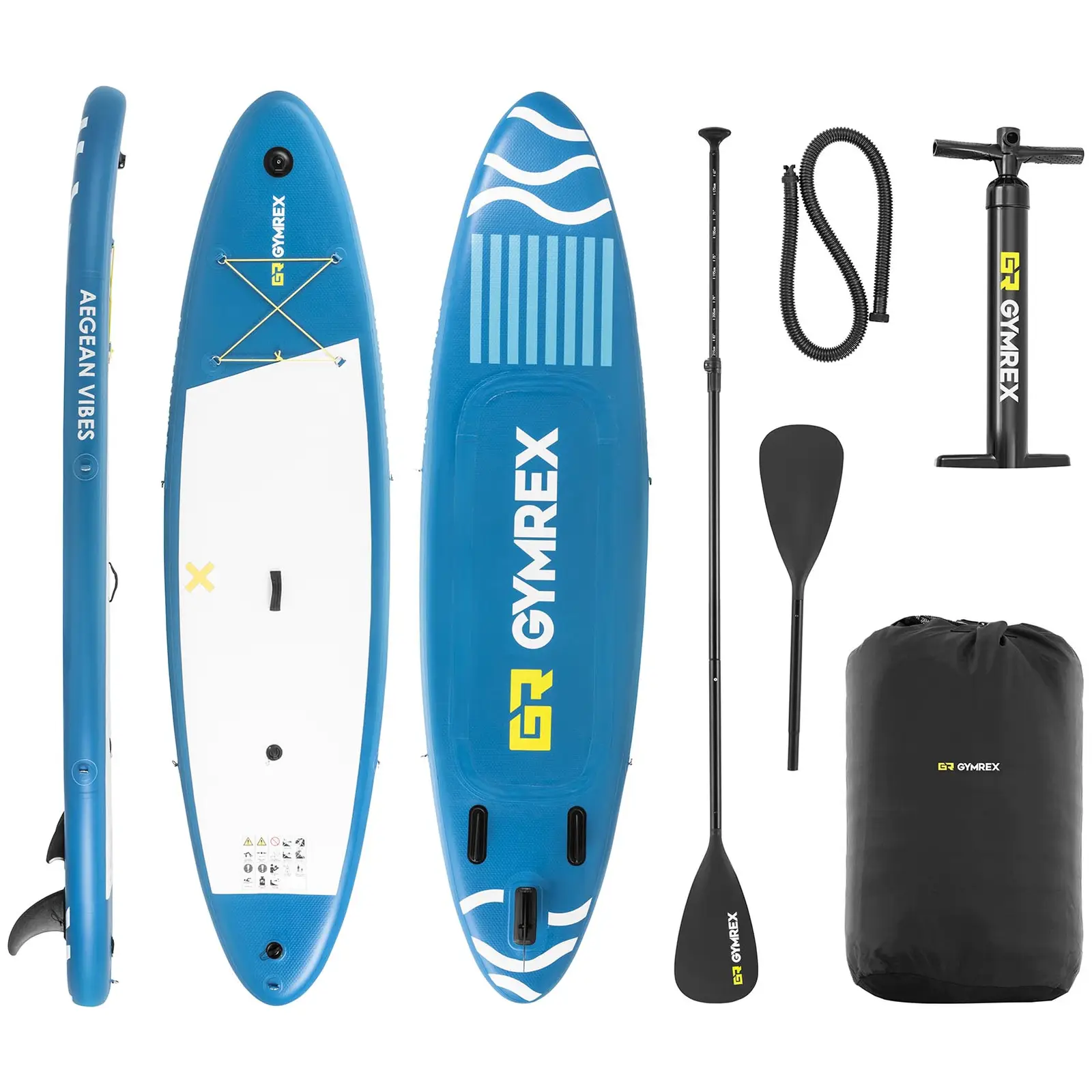 Stand Up Paddleboard - nafukovací - 125 kg - modrý - dvoukomorový - 333 x 82 x 12 cm