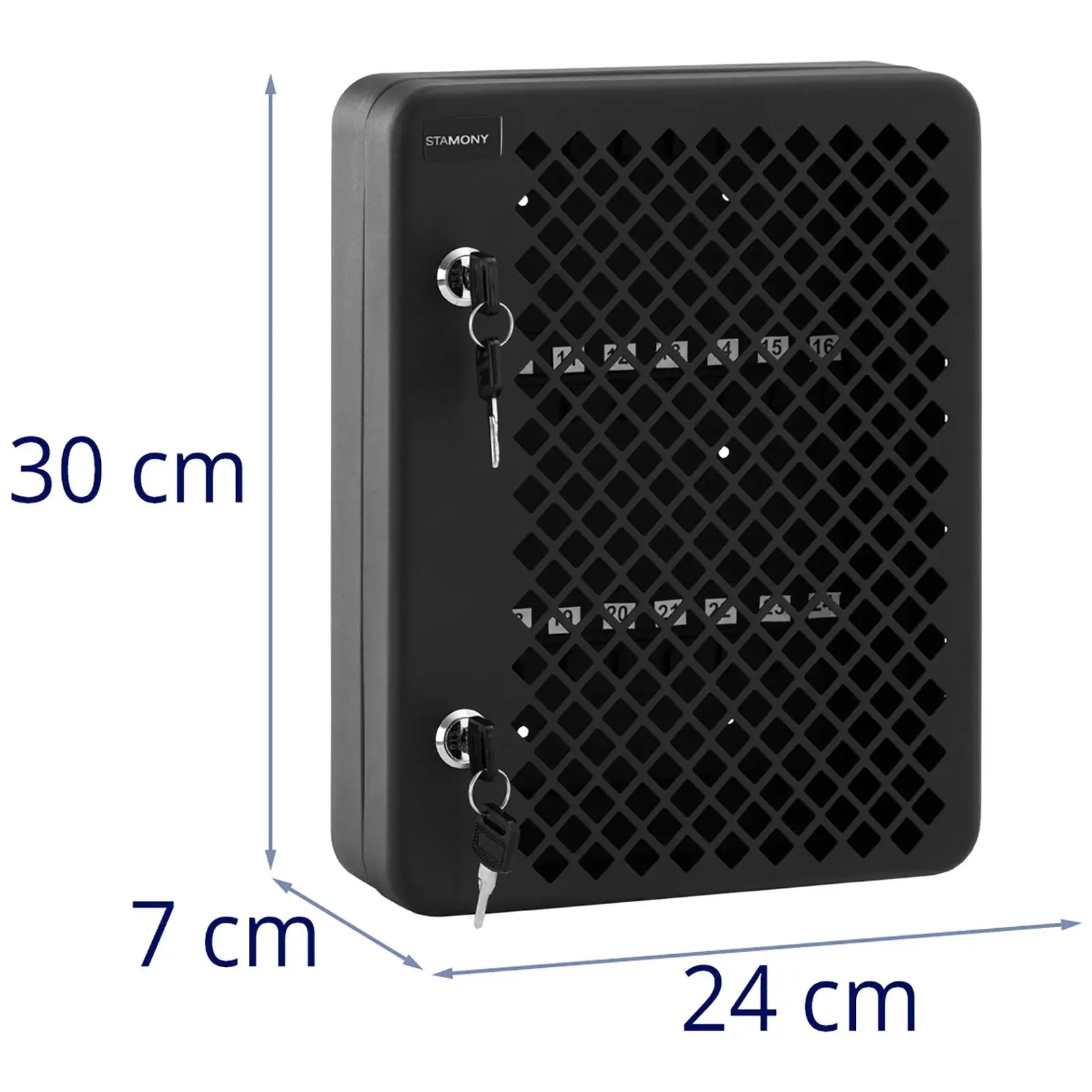 Caja para llaves - para 24 llaves - con  colgadores - cerradura doble