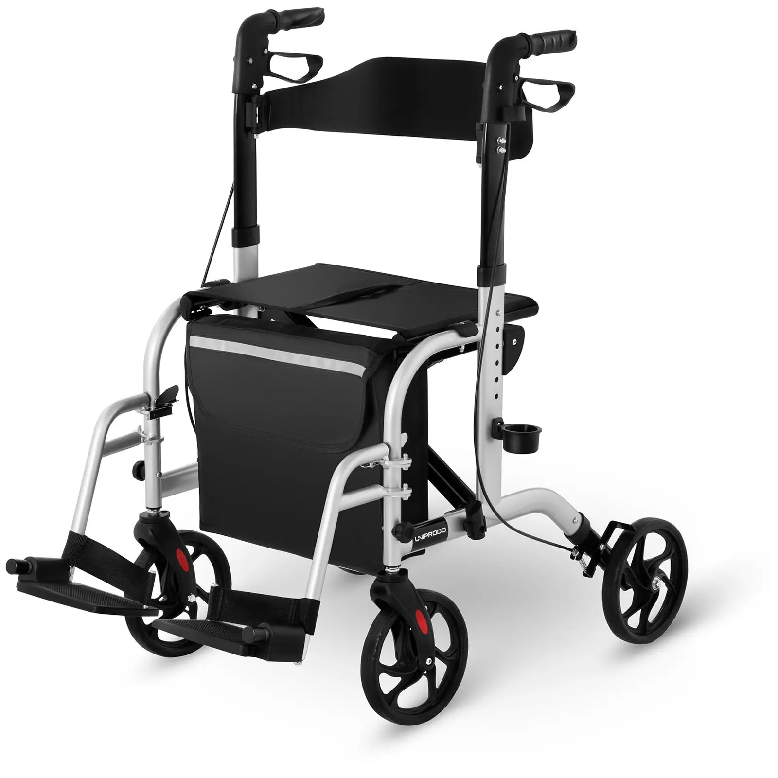 Uniprodo Rollator-transportstoel -transportstoel - zilver - 120 kg