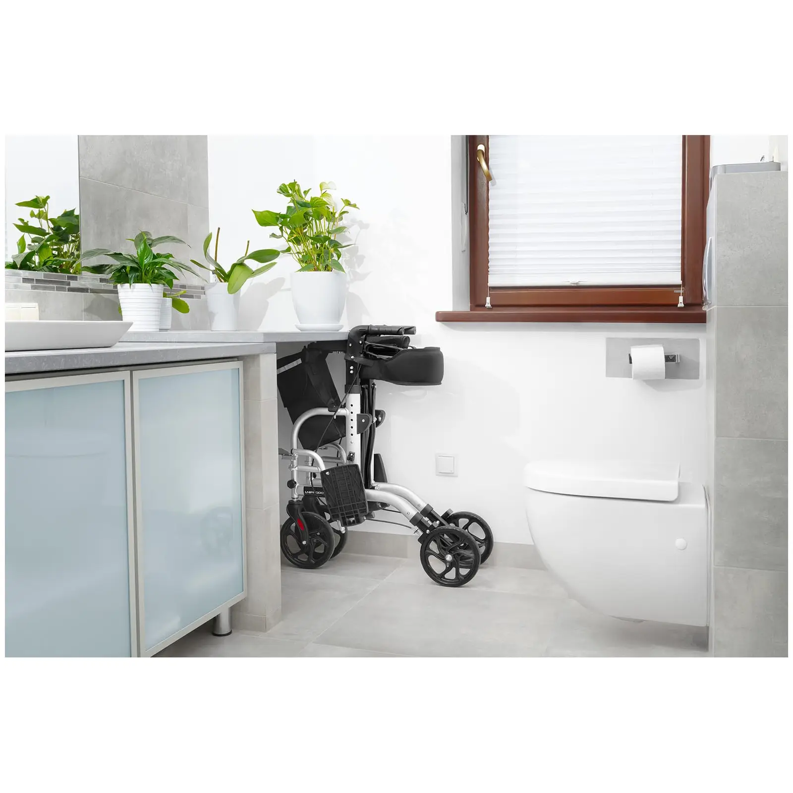 Rollator-Rollstuhl 2-in-1 - silber - 120 kg