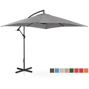 Kakkoslaatu Aurinkovarjo - riippuva - tummanharmaa - suorakulmainen - 250 x 250 cm - kallistettava