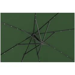 Ombrellone decentrato con LED - verde - rotondo - Ø 300 cm - inclinabile