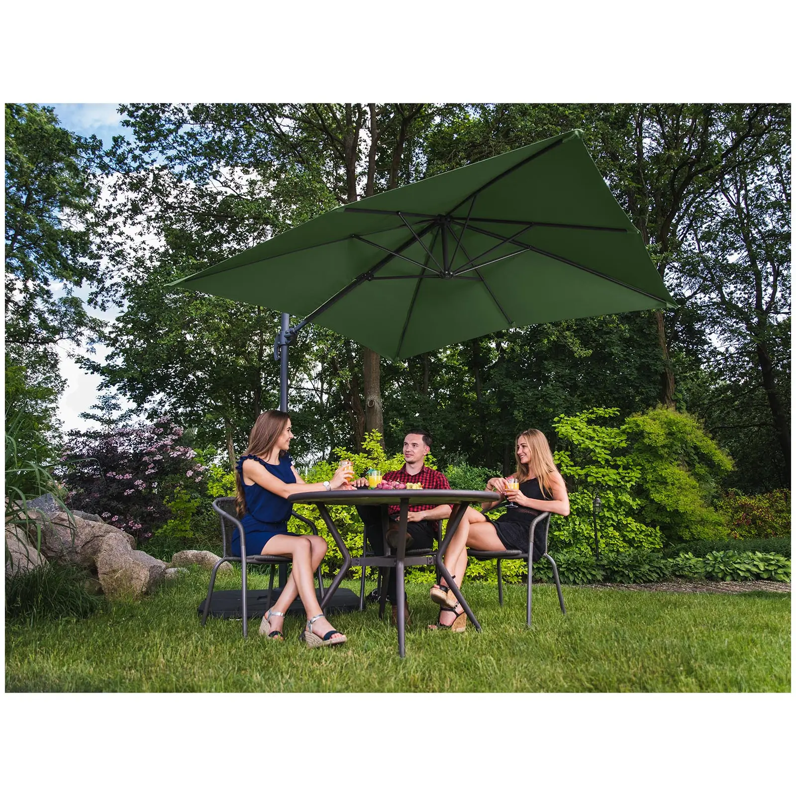 Parasol de jardin - Vert - Carré - 250 x 250 cm - Pivotant (Diamètre mât [mm]: 45X64)