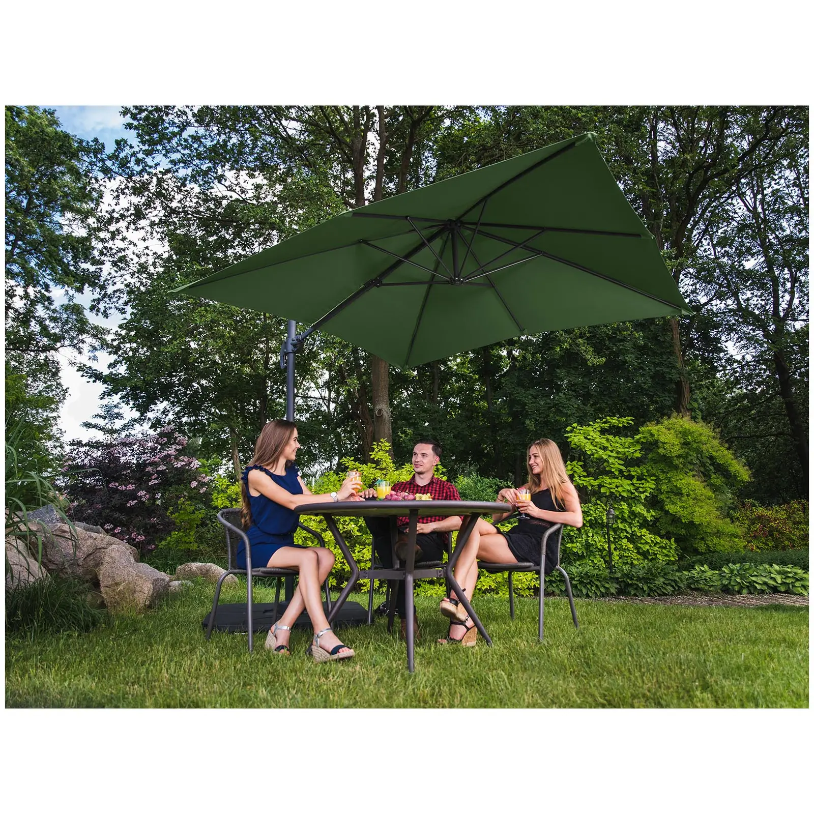 Kakkoslaatu Aurinkovarjo - riippuva - vihreä - neliö - 250 x 250 cm - kääntyvä