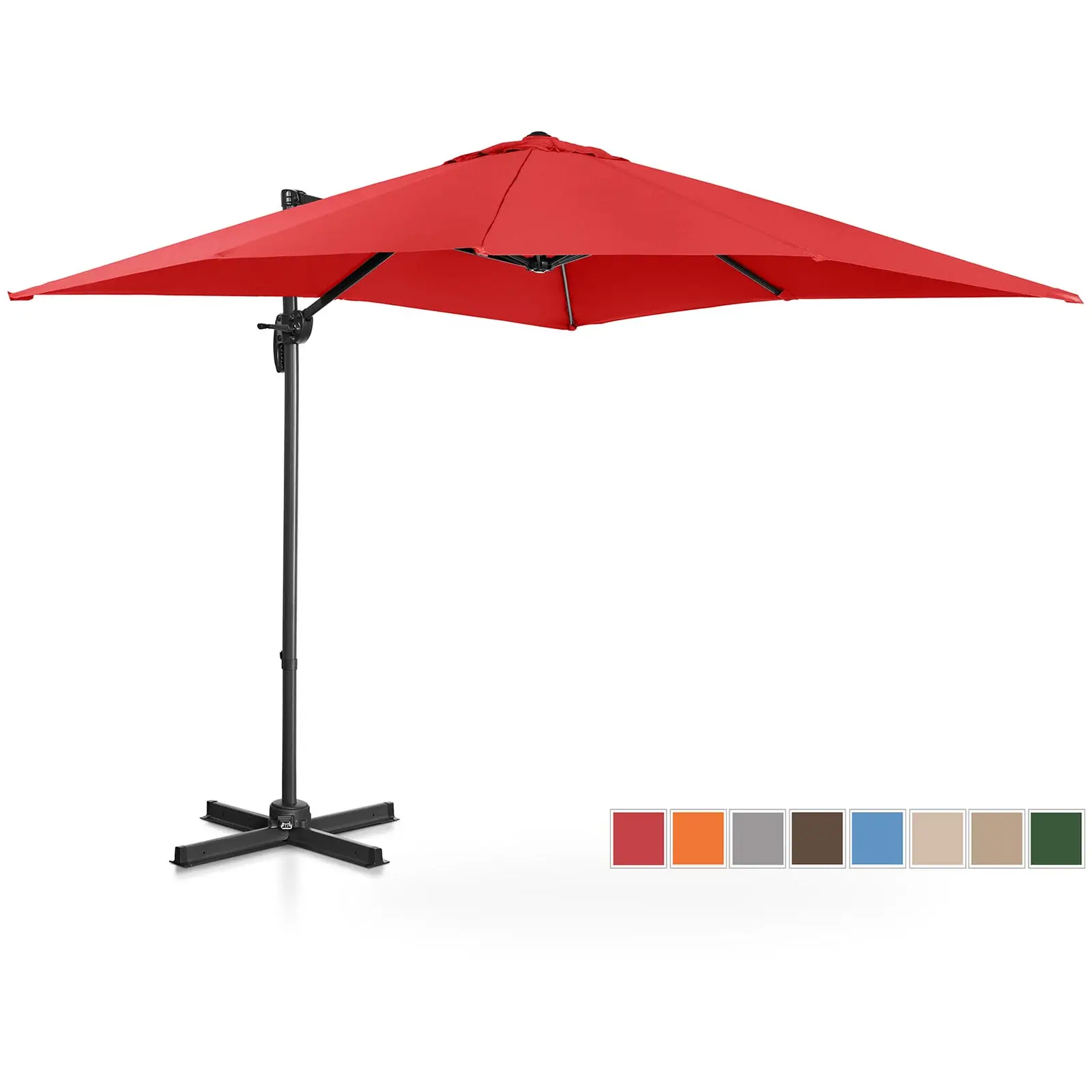 Parasol de jardin - Rouge - Carré - 250 x 250 cm - Pivotant