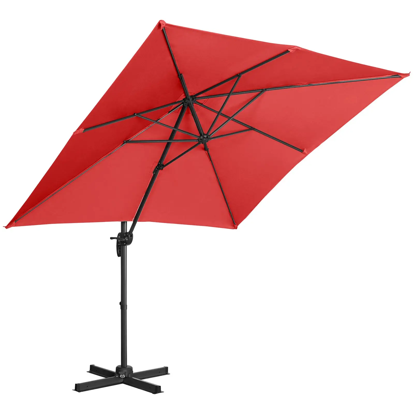 Parasol de jardin - Rouge - Carré - 250 x 250 cm - Pivotant - 3