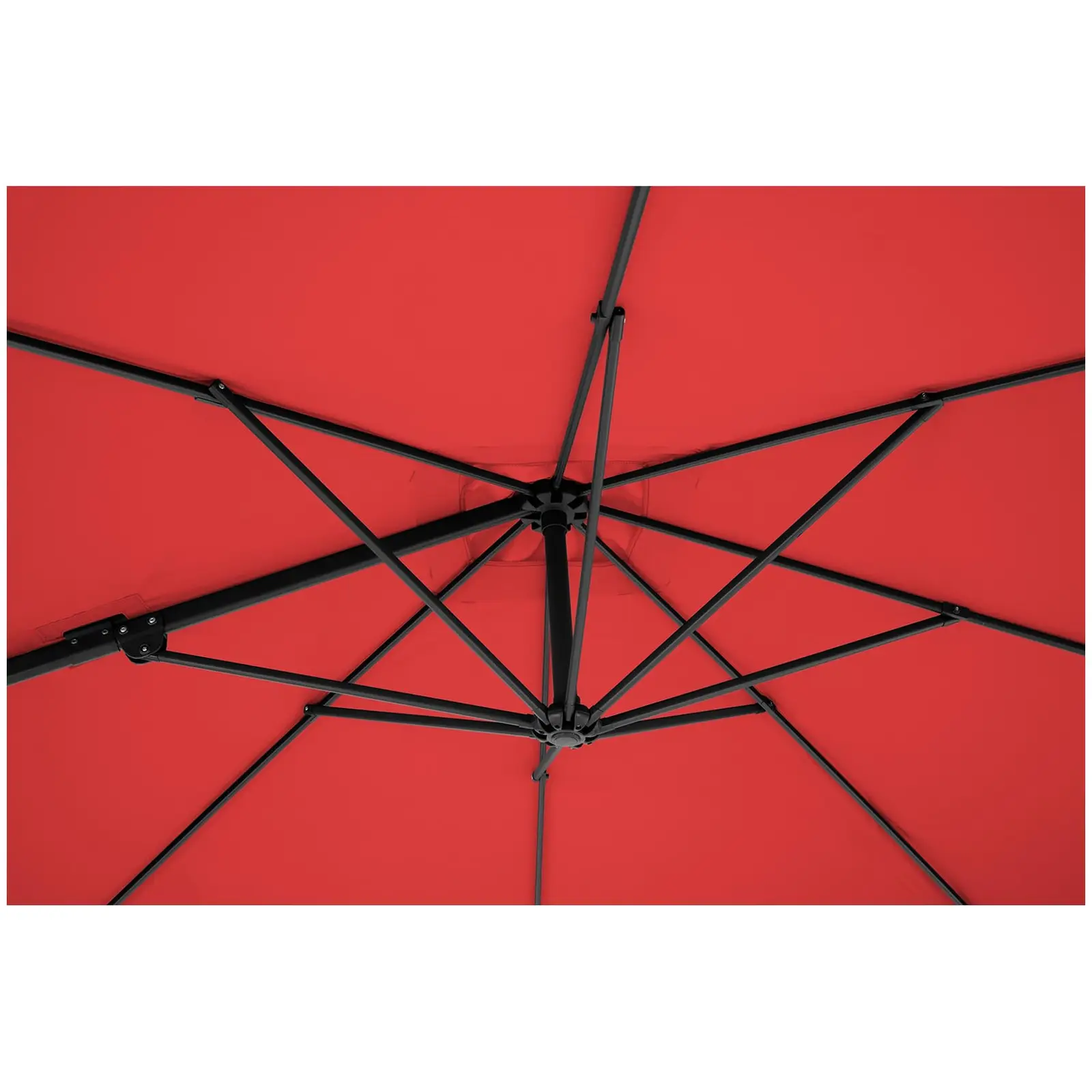 Boční slunečník - červený - čtvercový - 250 x 250 cm - otočný (Vodotěsný materiál: Ne)